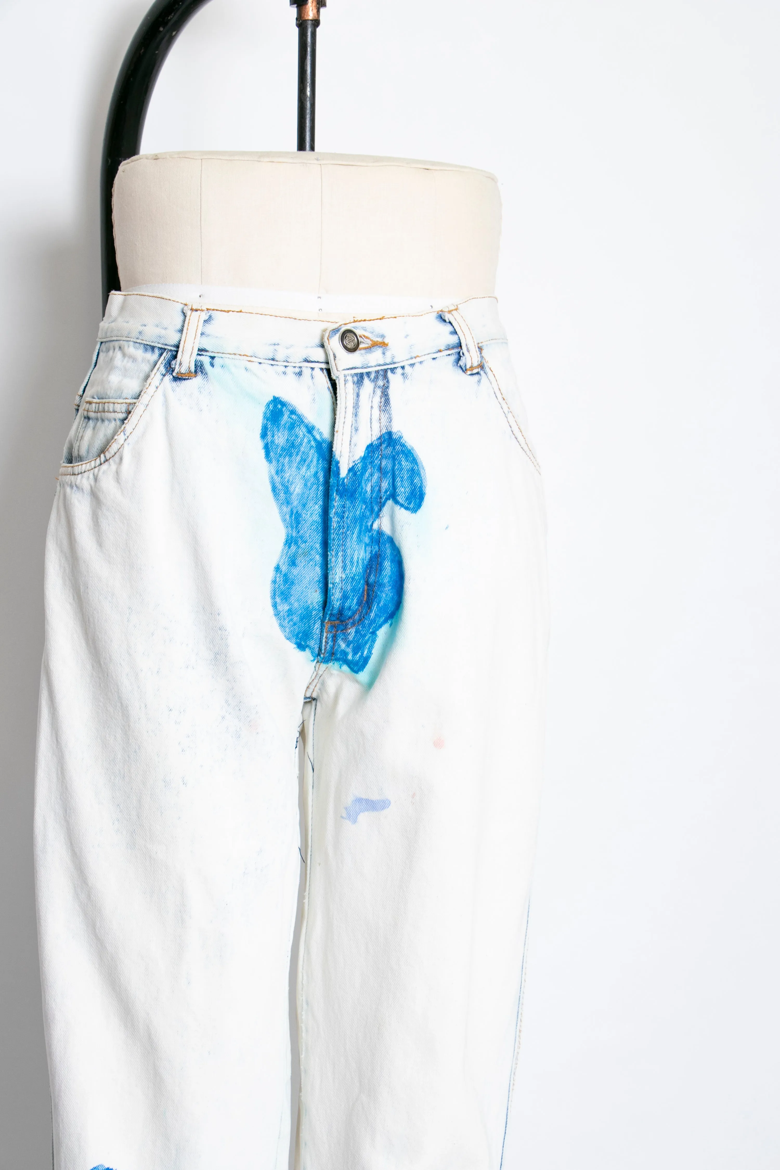 1990s JEANS Acid Wash Doodle Denim Slim Fit 30" x 31"