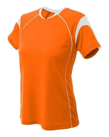 A4 Jersey de softbol de color bloqueado para mujer