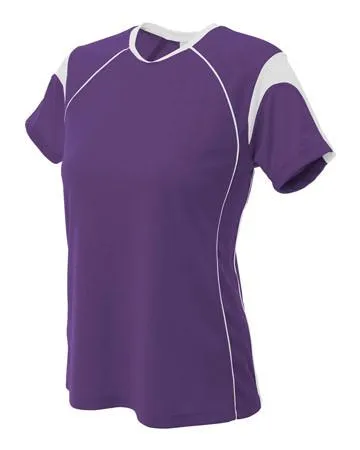 A4 Jersey de softbol de color bloqueado para mujer