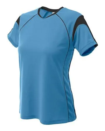 A4 Jersey de softbol de color bloqueado para mujer