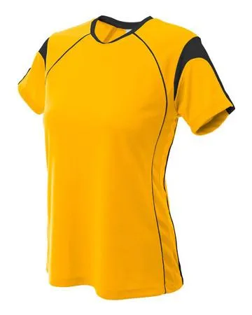 A4 Jersey de softbol de color bloqueado para mujer