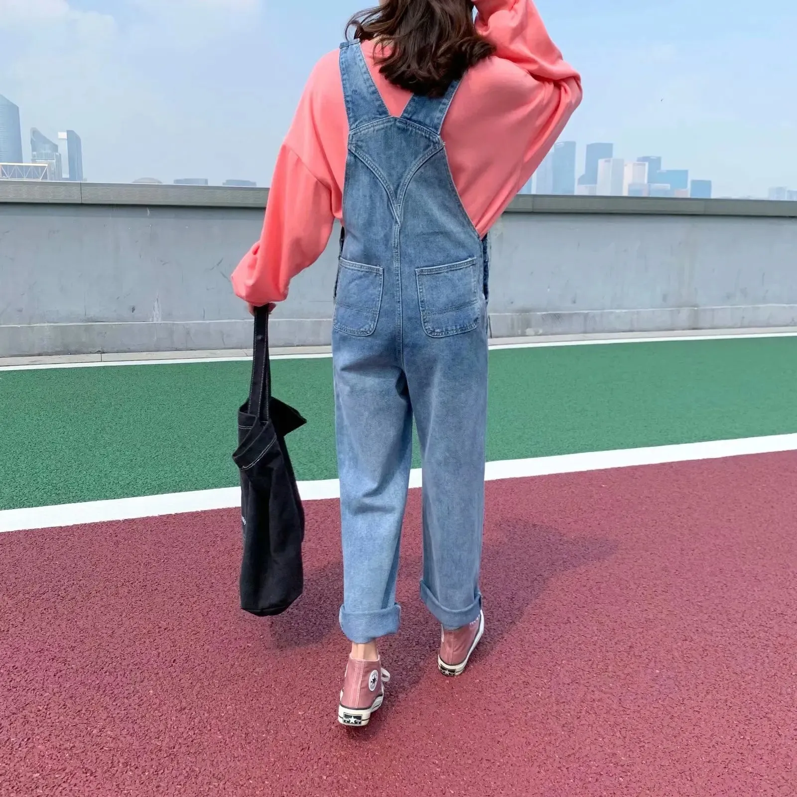 Amy Fashion - Denim Jumpsuits Women Pant Woman High Waist Denim Pants Wide Leg Denim Clothing Blue Vintage Quality Fashion