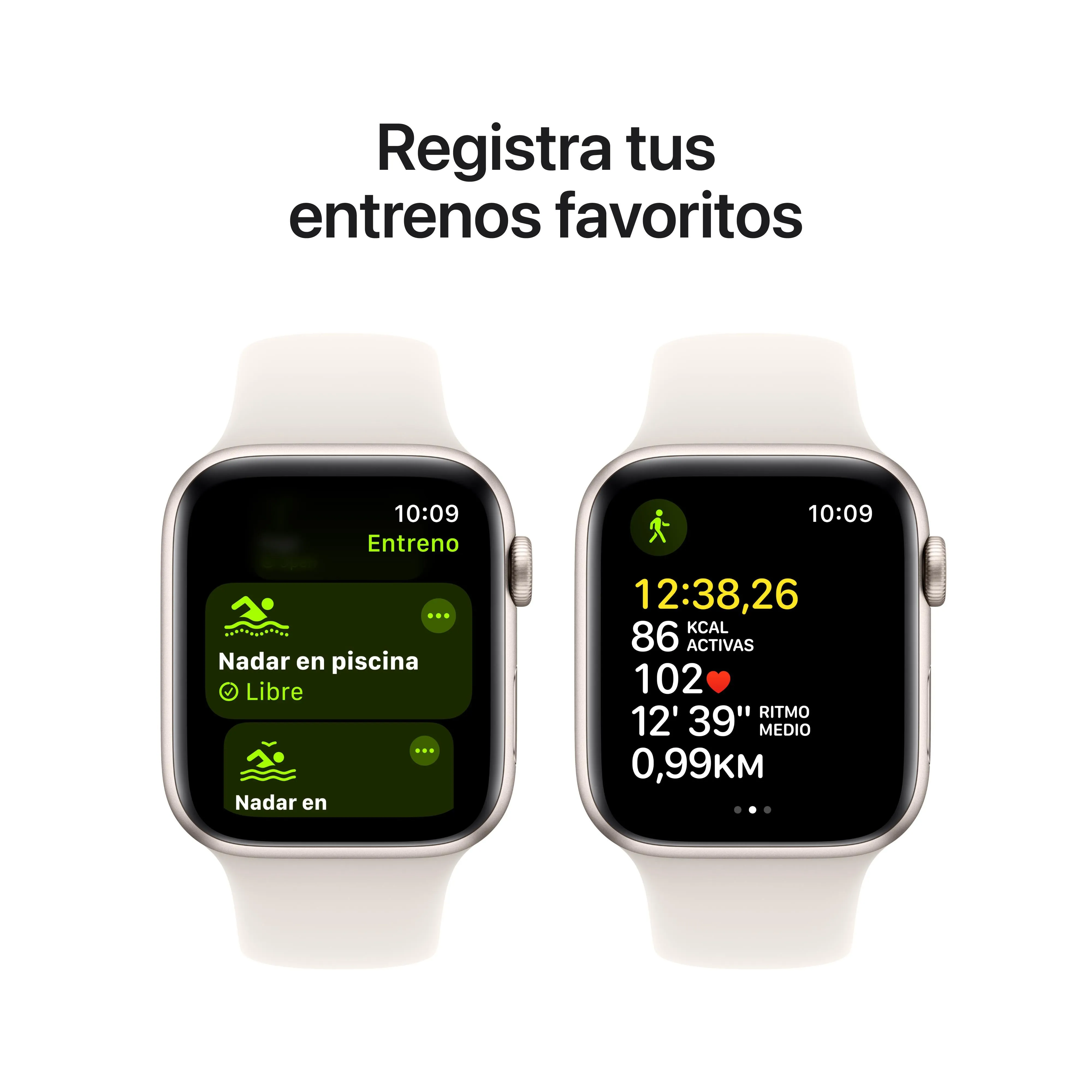 Apple Watch SE (GPS) - Caja de aluminio en blanco estrella de 44 mm - Correa deportiva blanco estrella - Talla M/L