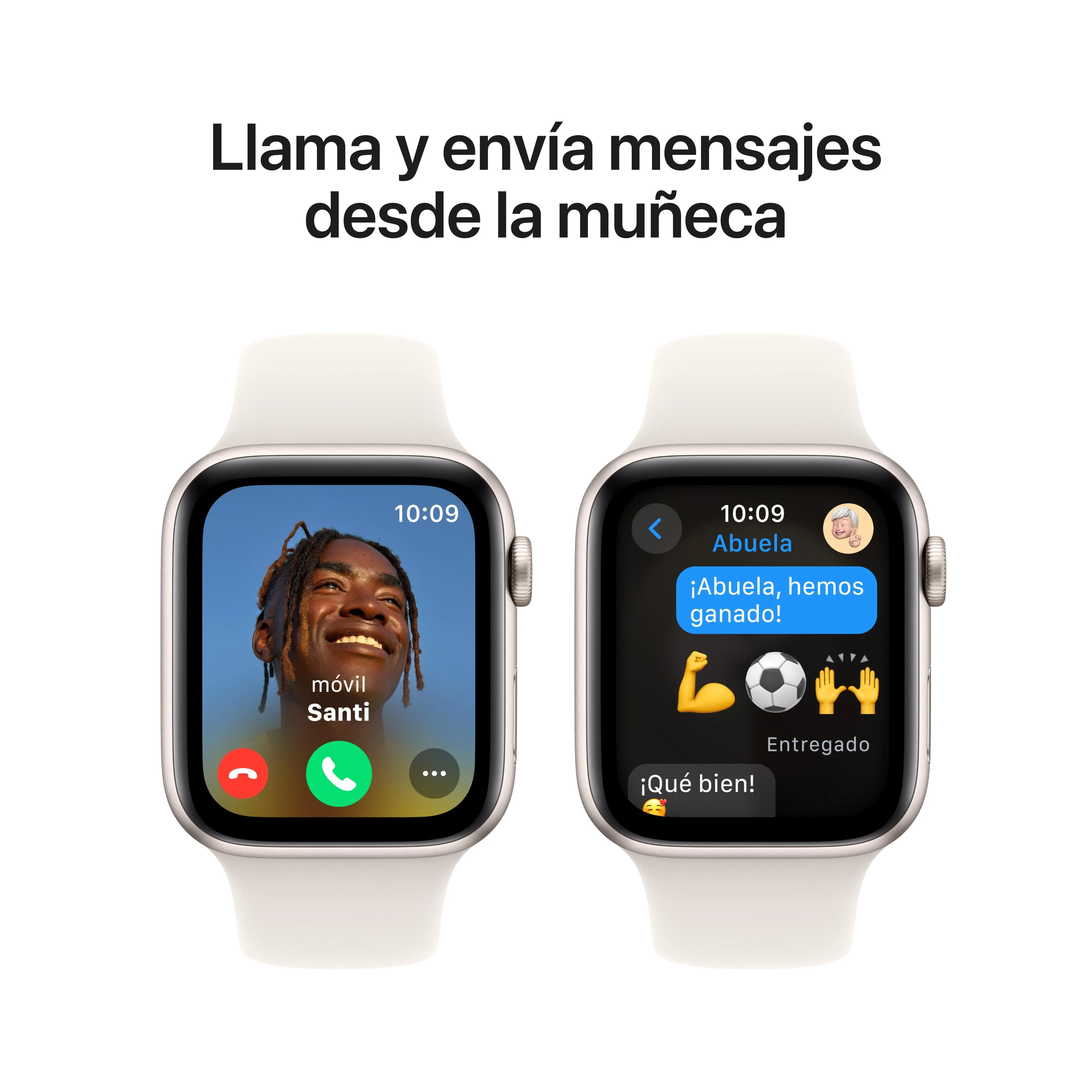 Apple Watch SE (GPS) - Caja de aluminio en blanco estrella de 44 mm - Correa deportiva blanco estrella - Talla M/L