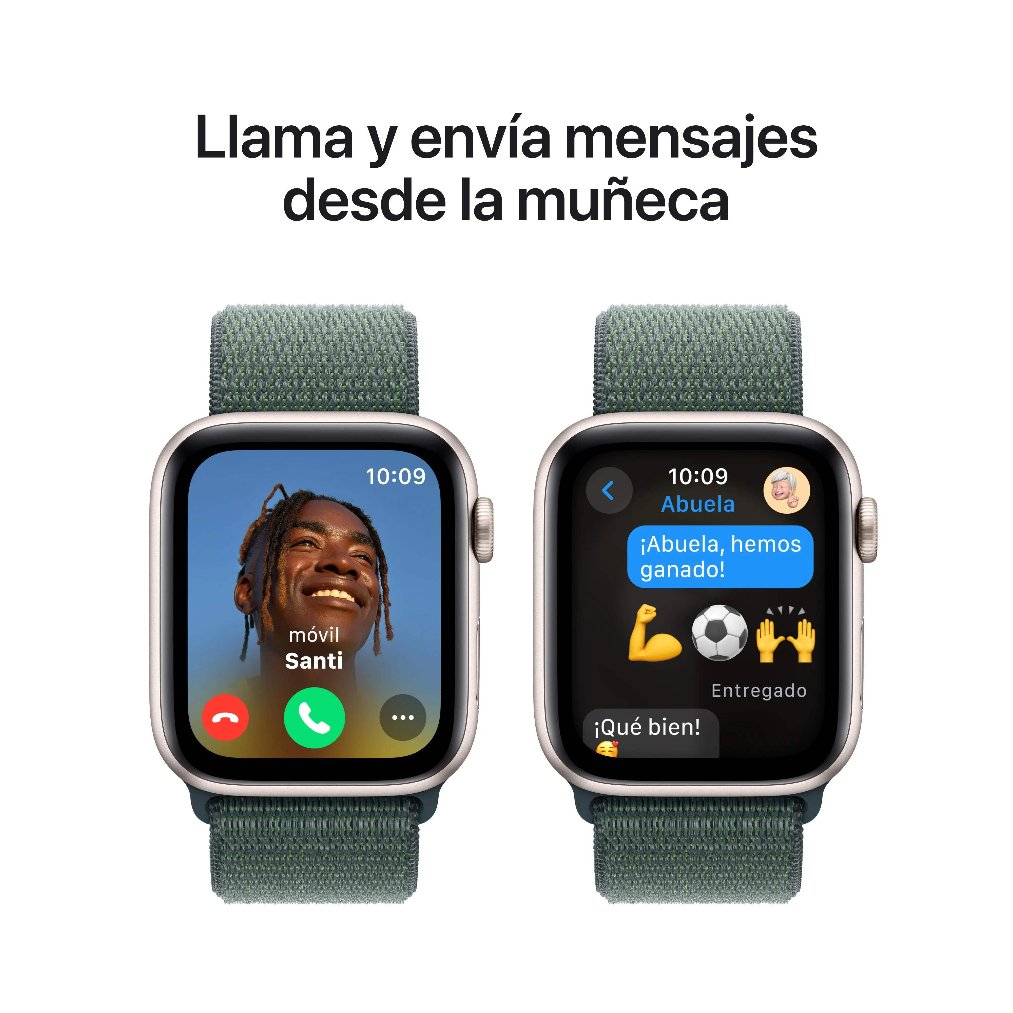 Apple Watch SE (GPS) - Caja de aluminio en blanco estrella de 44 mm - Correa Loop deportiva verde lago