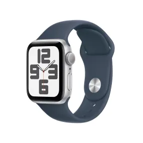 Apple Watch SE (GPS) - Caja de aluminio en plata de 40 mm - Correa deportiva azul tempestad - Talla M/L