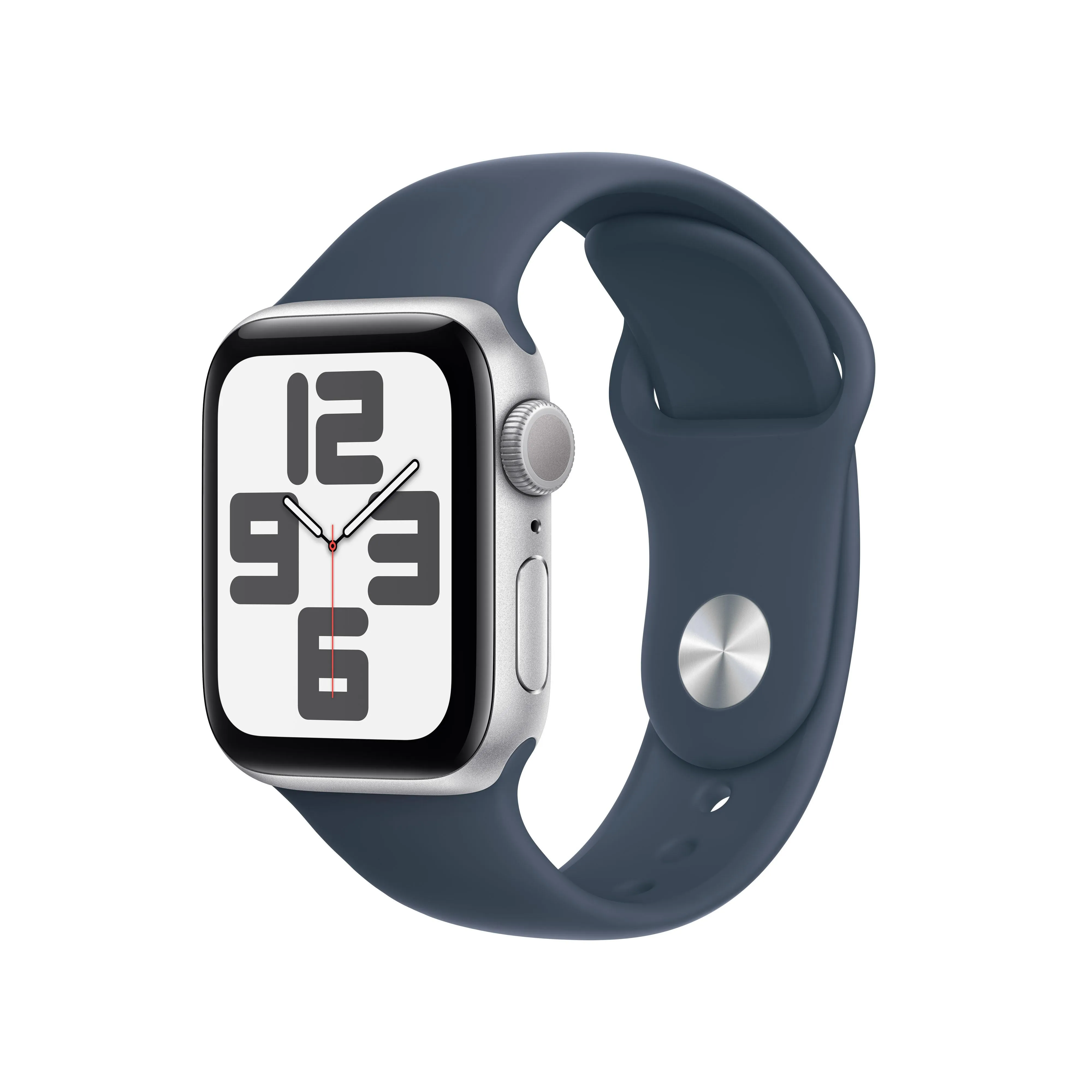 Apple Watch SE (GPS) - Caja de aluminio en plata de 40 mm - Correa deportiva azul tempestad - Talla M/L