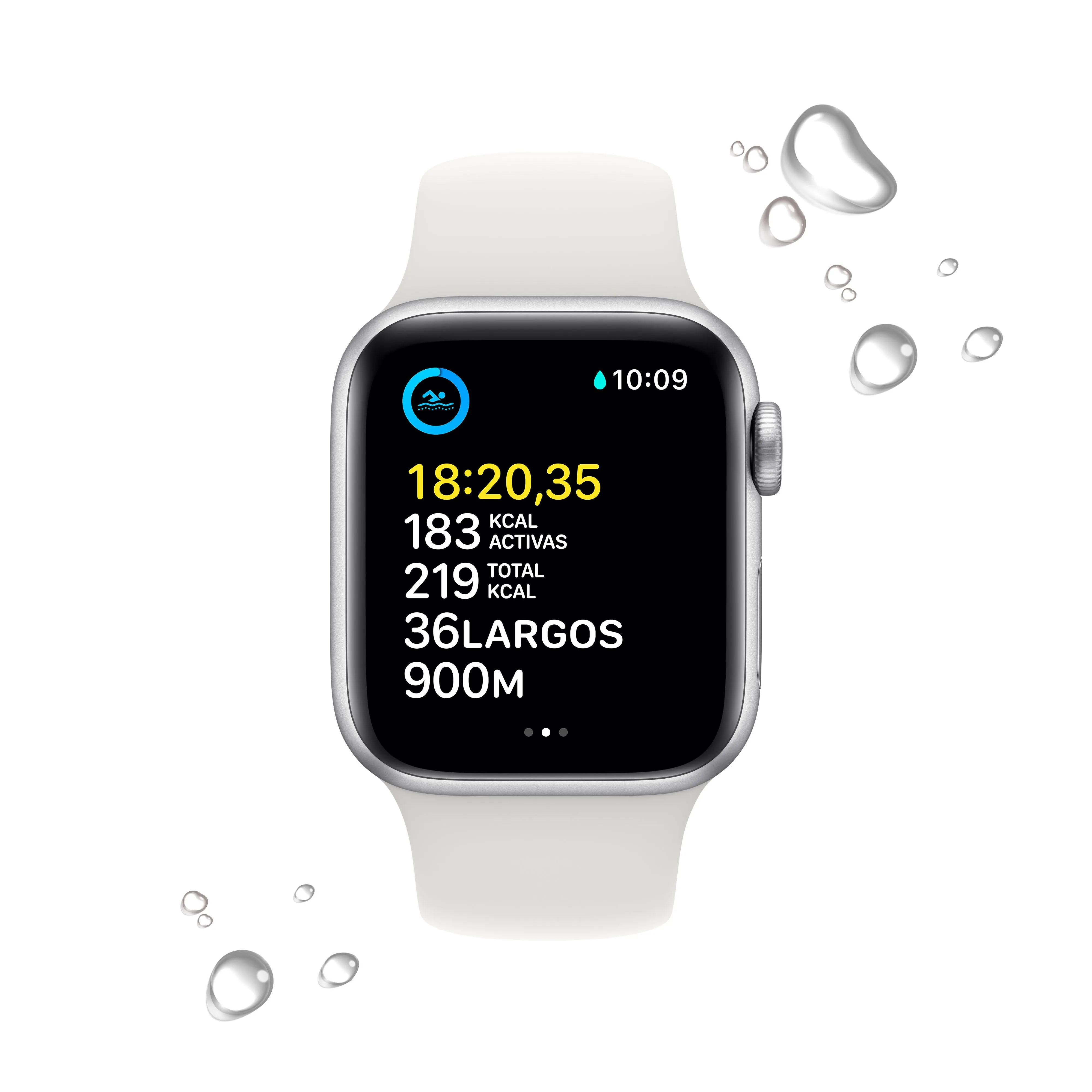 Apple Watch SE (GPS) - Caja de aluminio en plata de 40 mm - Correa deportiva blanca - Talla única