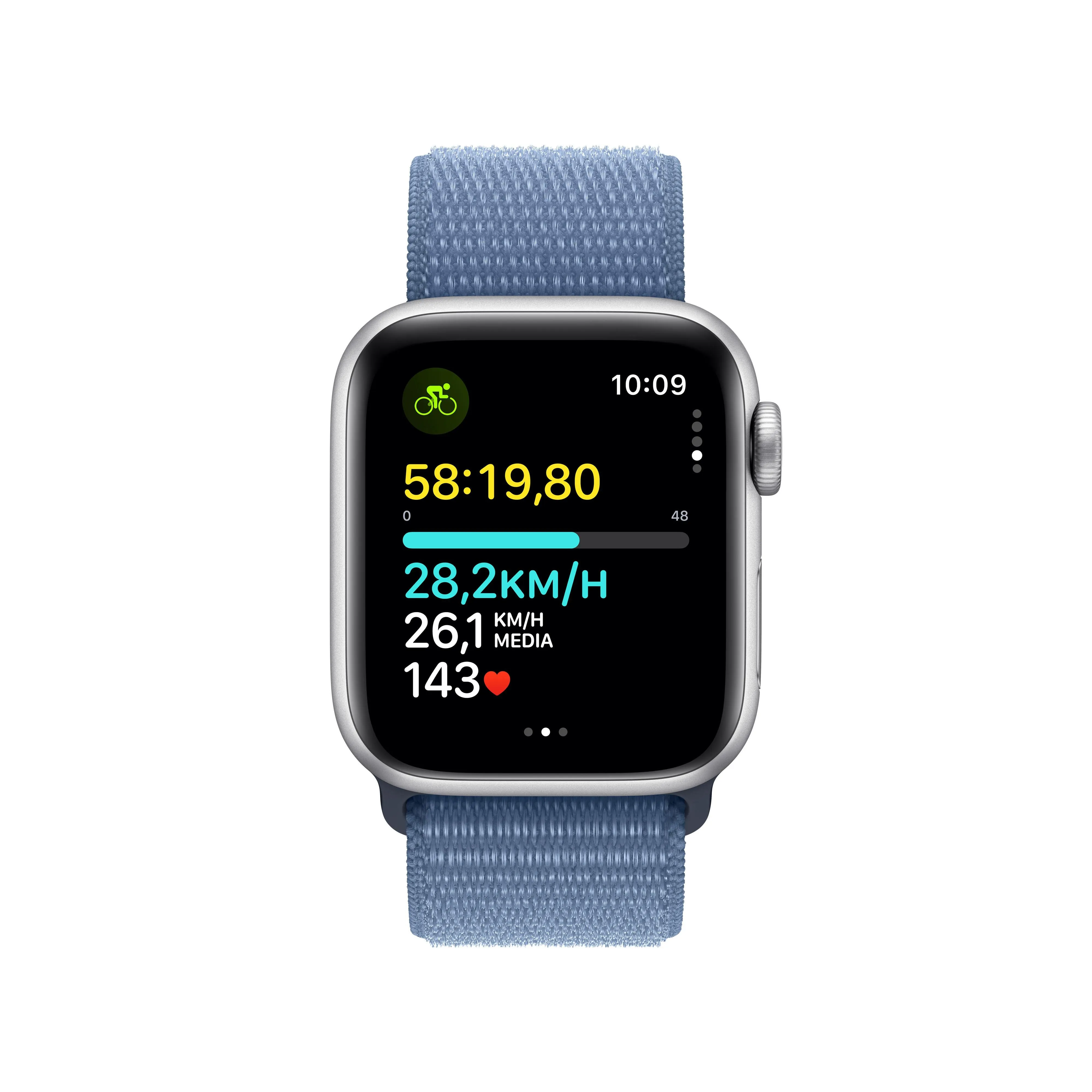 Apple Watch SE (GPS) - Caja de aluminio en plata de 40 mm - Correa Loop deportiva azul invierno