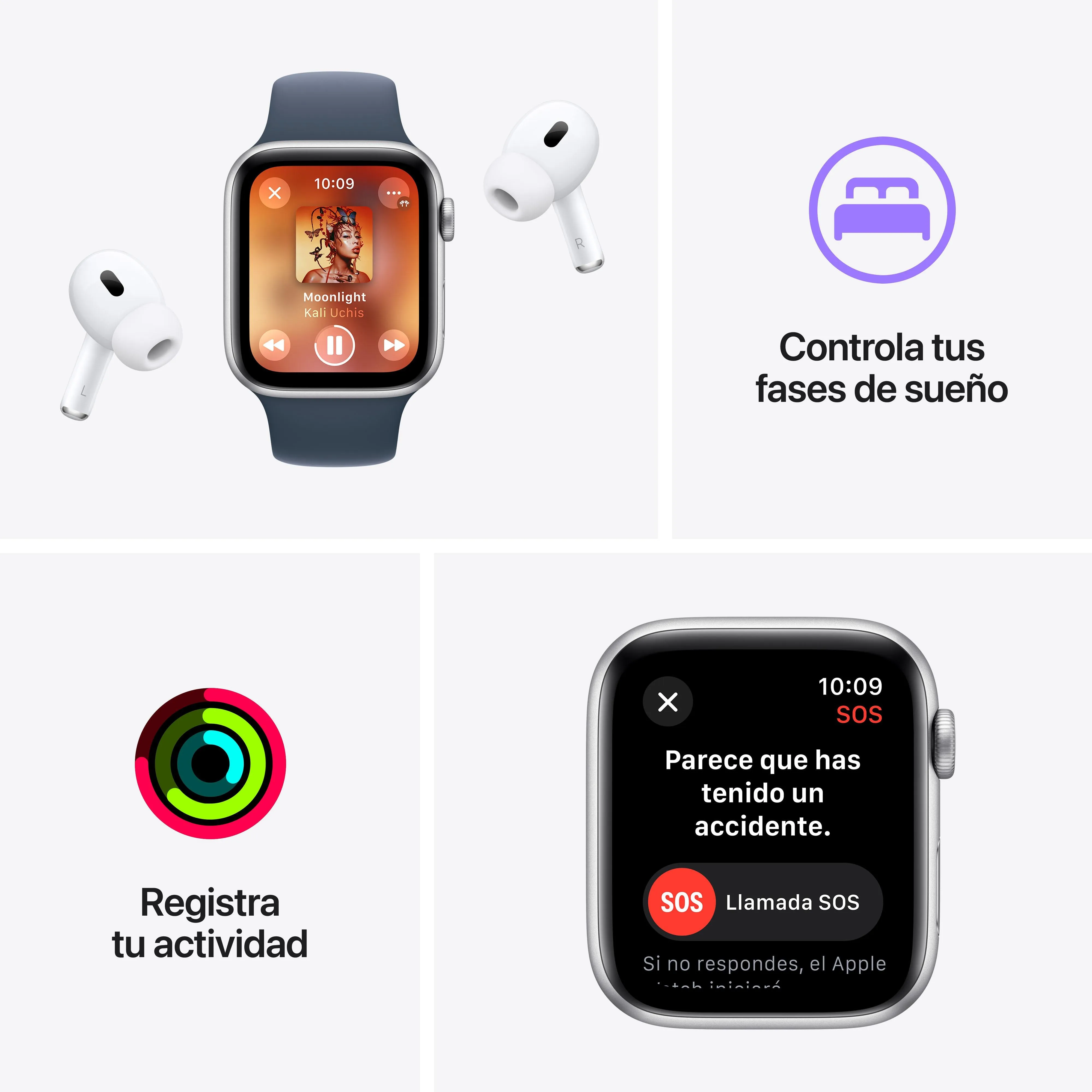 Apple Watch SE (GPS) - Caja de aluminio en plata de 40 mm - Correa Loop deportiva azul invierno