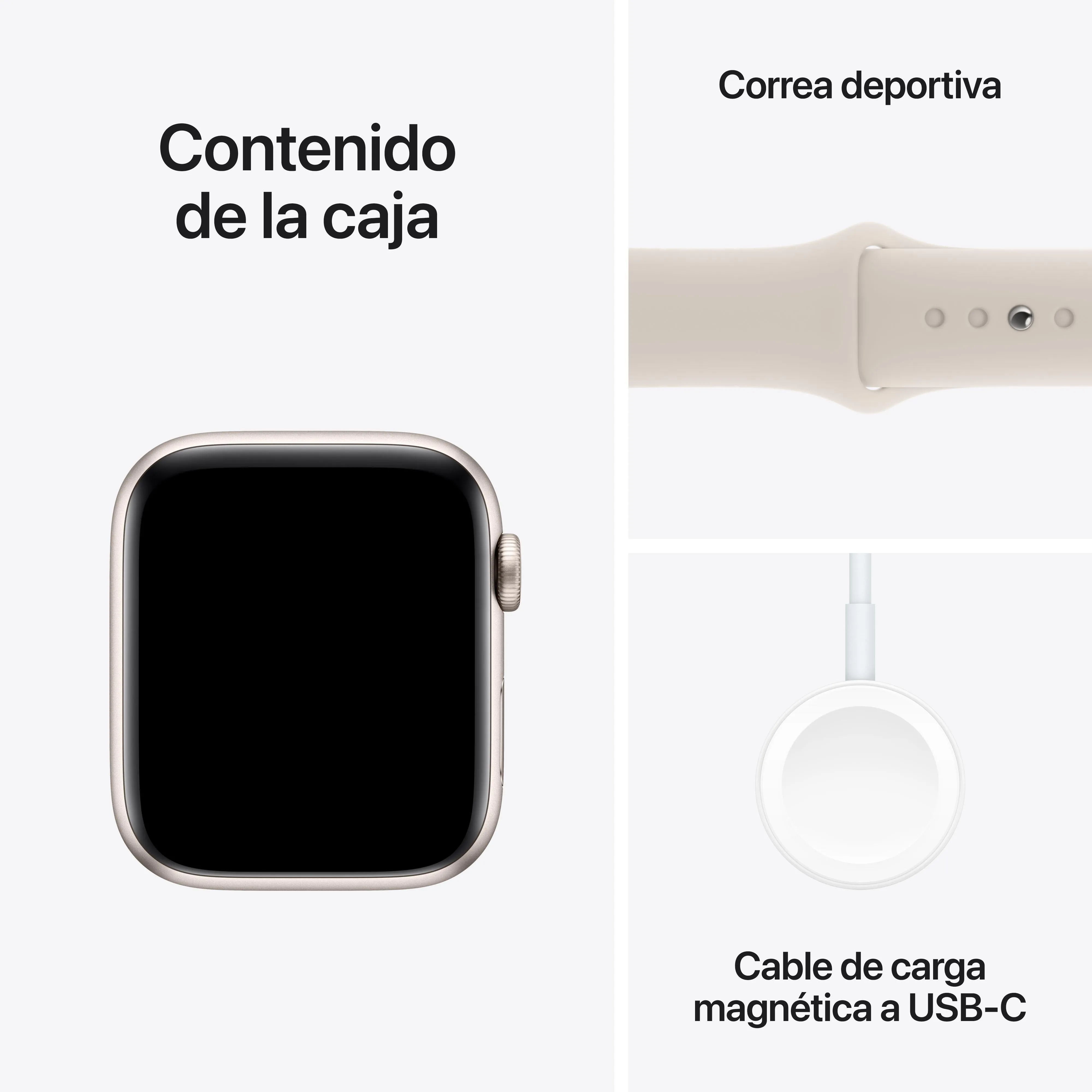 Apple Watch SE (GPS   Cellular) - Caja de aluminio en blanco estrella de 44 mm - Correa deportiva blanco estrella - Talla M/L