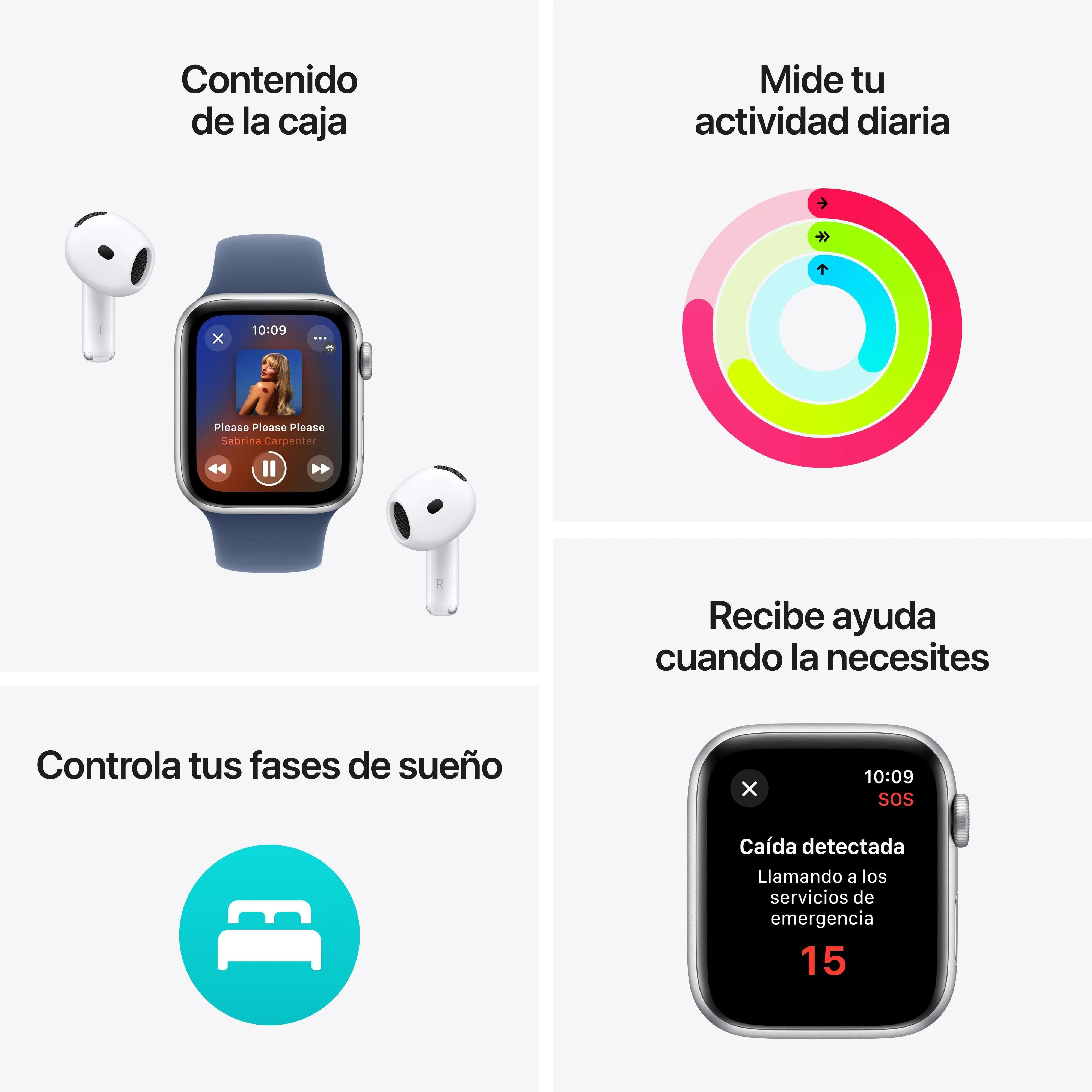 Apple Watch SE (GPS   Cellular) - Caja de aluminio en plata de 40 mm - Correa deportiva azul denim - Talla M/L