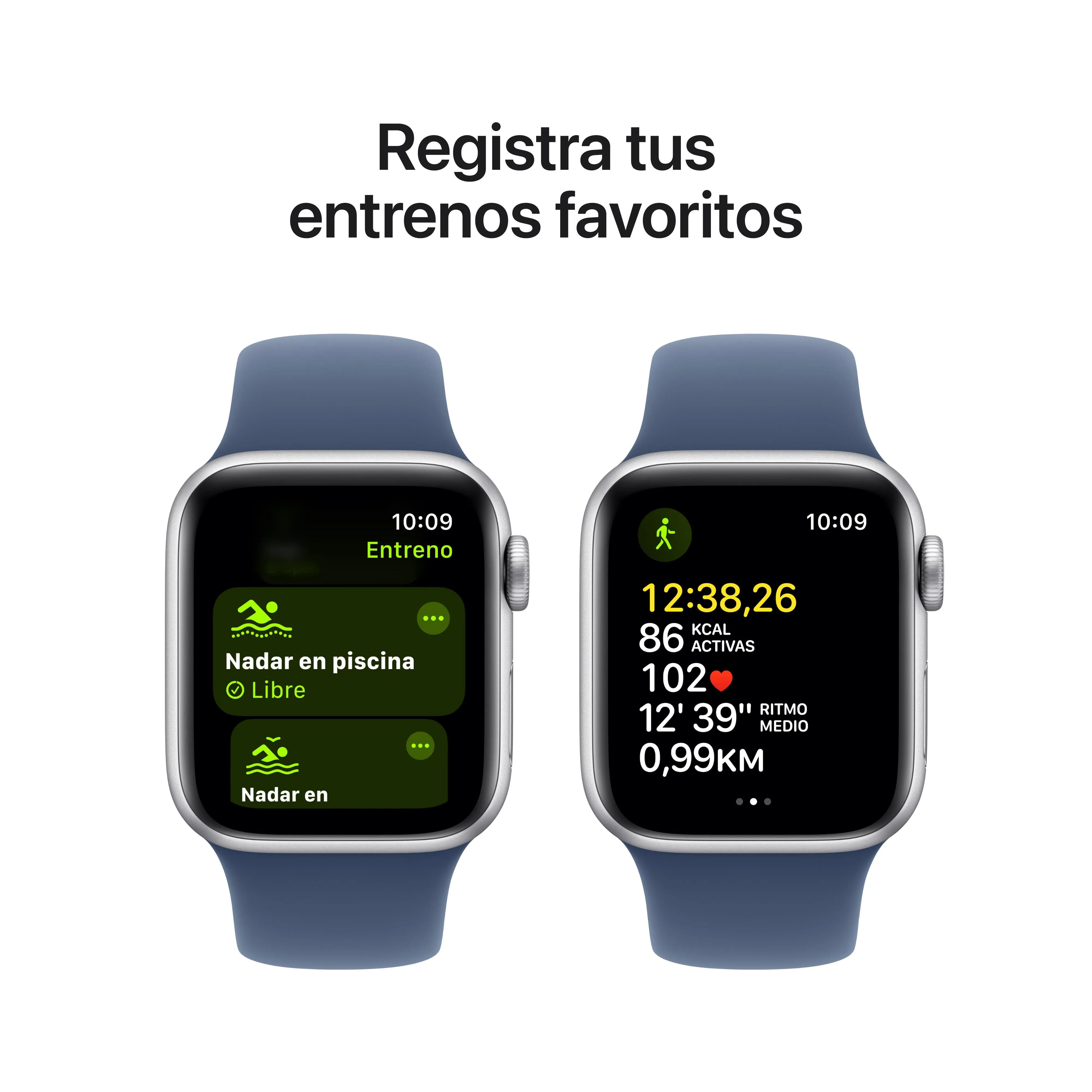 Apple Watch SE (GPS   Cellular) - Caja de aluminio en plata de 40 mm - Correa deportiva azul denim - Talla M/L