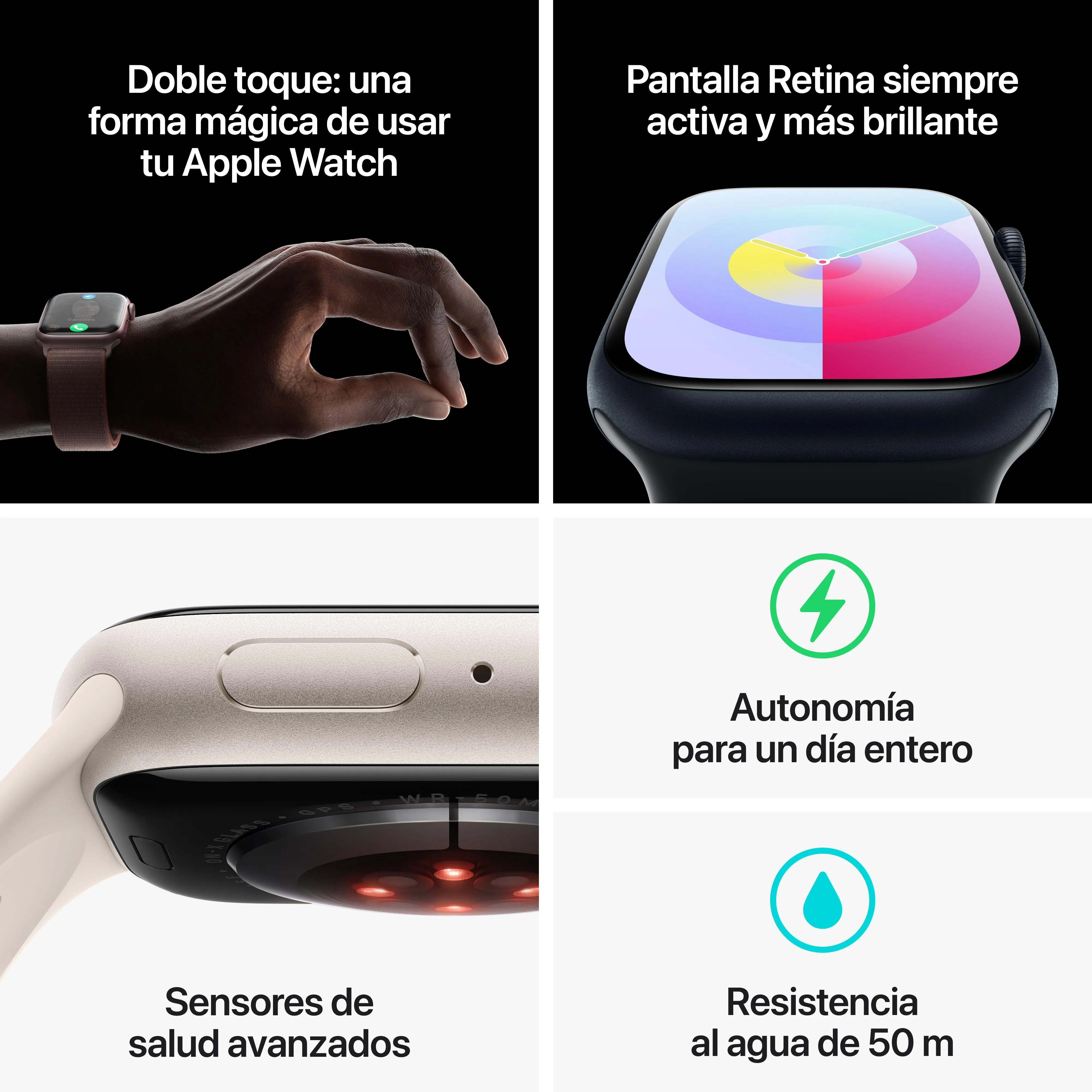 Apple Watch Series 9 (GPS) - Caja de aluminio en blanco estrella de 45 mm - Correa Loop deportiva blanco estrella