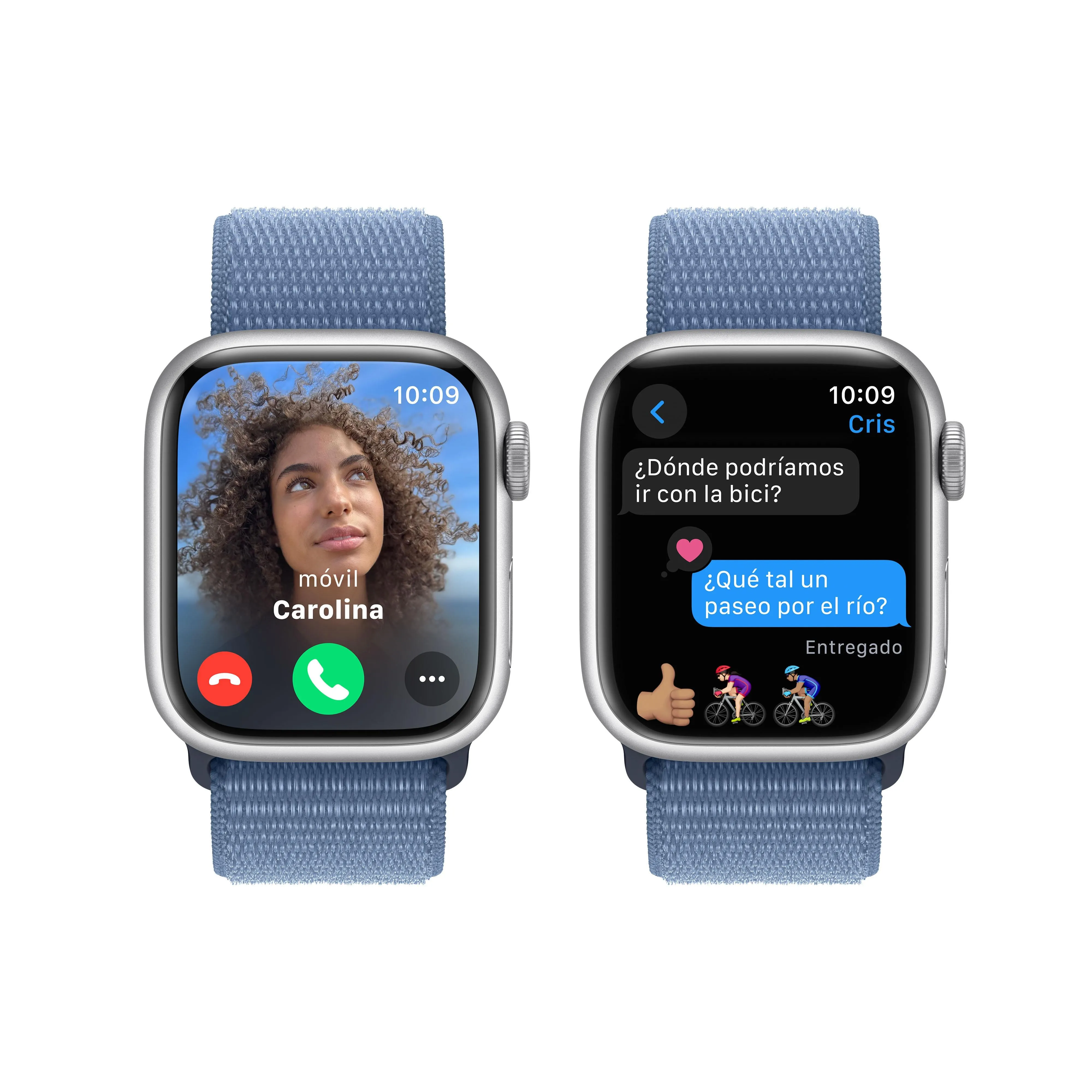 Apple Watch Series 9 (GPS) - Caja de aluminio en plata de 41 mm - Correa Loop deportiva azul invierno