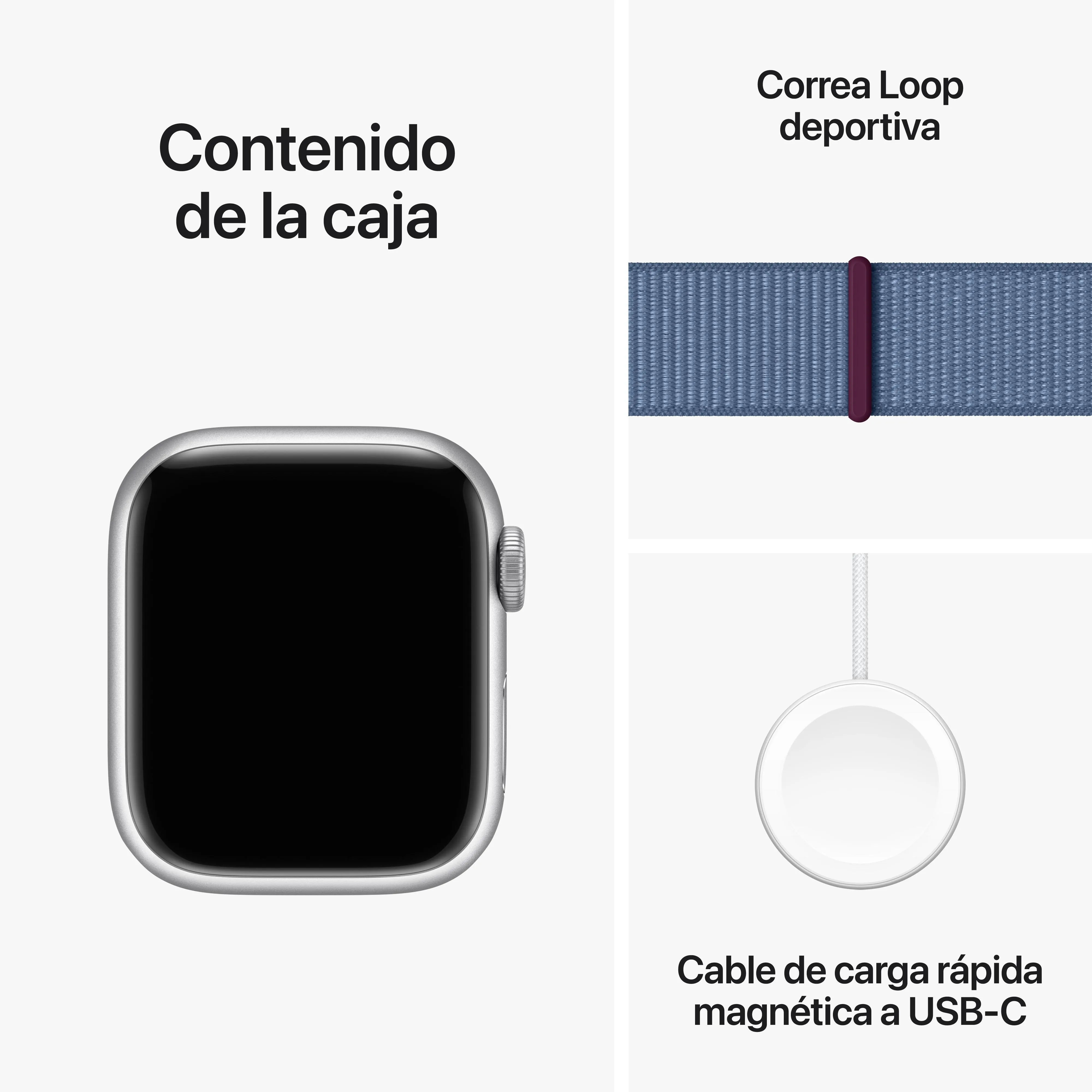 Apple Watch Series 9 (GPS) - Caja de aluminio en plata de 41 mm - Correa Loop deportiva azul invierno