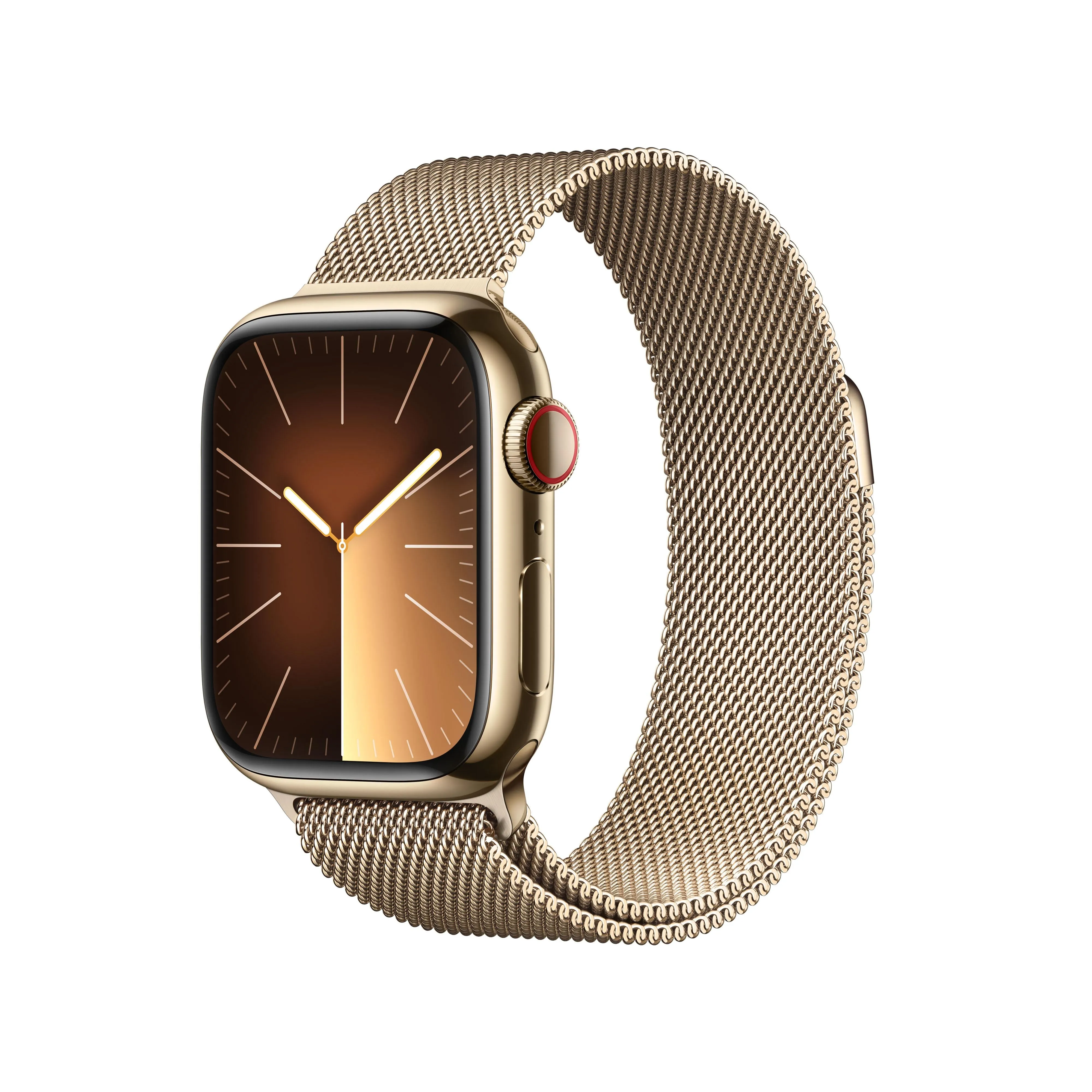 Apple Watch Series 9 (GPS   Cellular) - Caja de acero inoxidable en oro de 41 mm - Pulsera Milanese Loop en oro