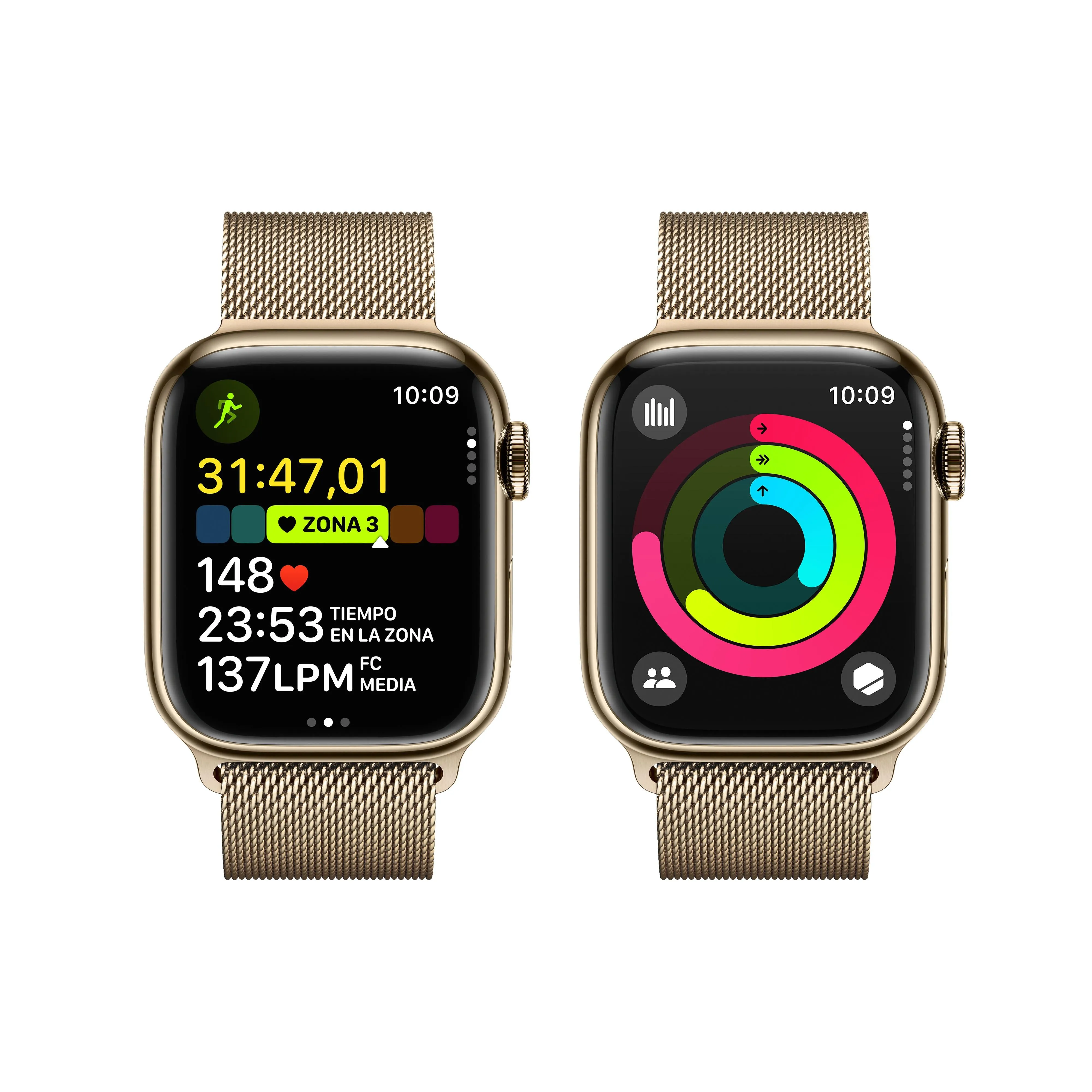 Apple Watch Series 9 (GPS   Cellular) - Caja de acero inoxidable en oro de 41 mm - Pulsera Milanese Loop en oro