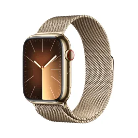 Apple Watch Series 9 (GPS   Cellular) - Caja de acero inoxidable en oro de 45 mm - Pulsera Milanese Loop en oro