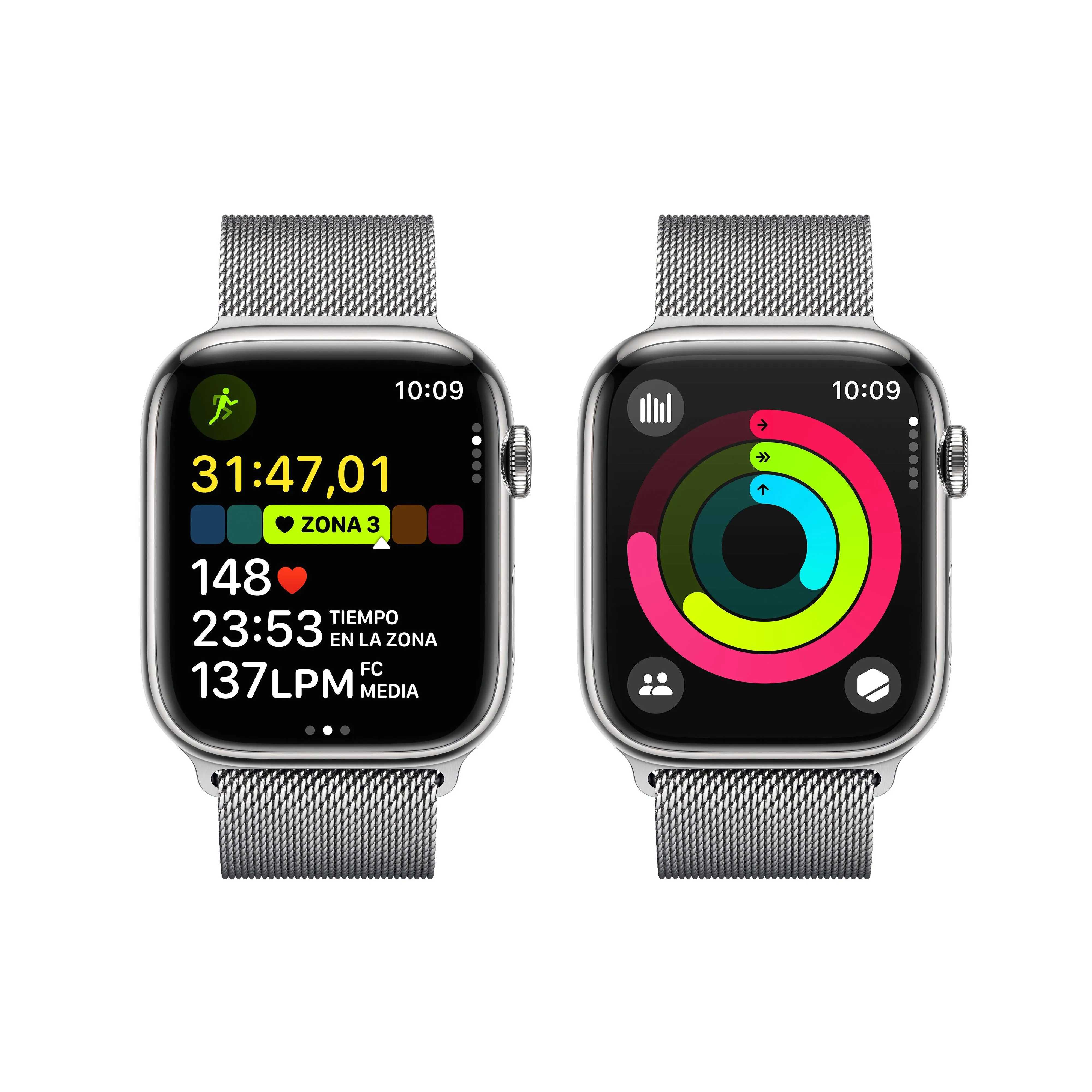 Apple Watch Series 9 (GPS   Cellular) - Caja de acero inoxidable en plata de 45 mm - Pulsera Milanese Loop en plata