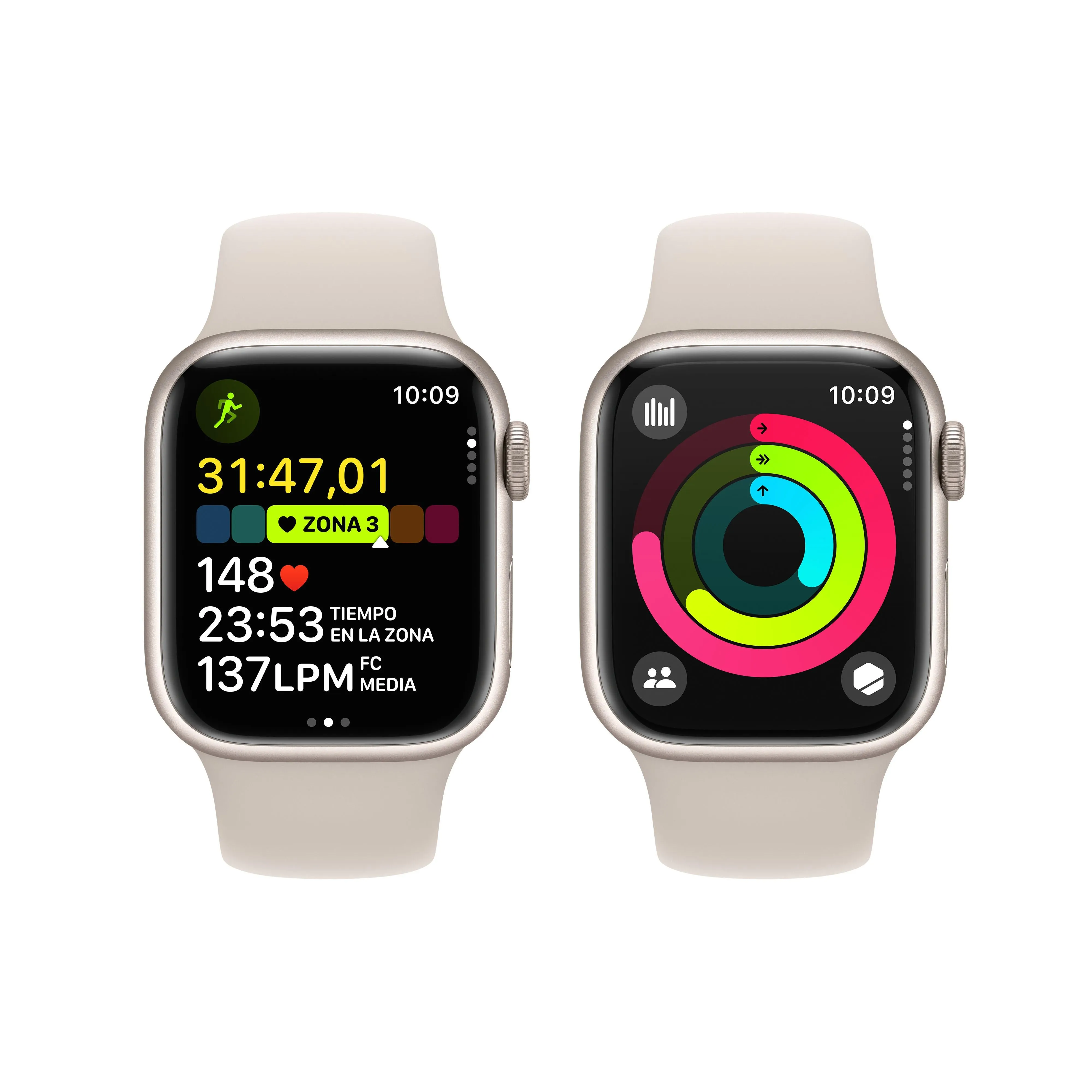 Apple Watch Series 9 (GPS   Cellular) - Caja de aluminio en blanco estrella de 41 mm - Correa deportiva blanco estrella - Talla S/M