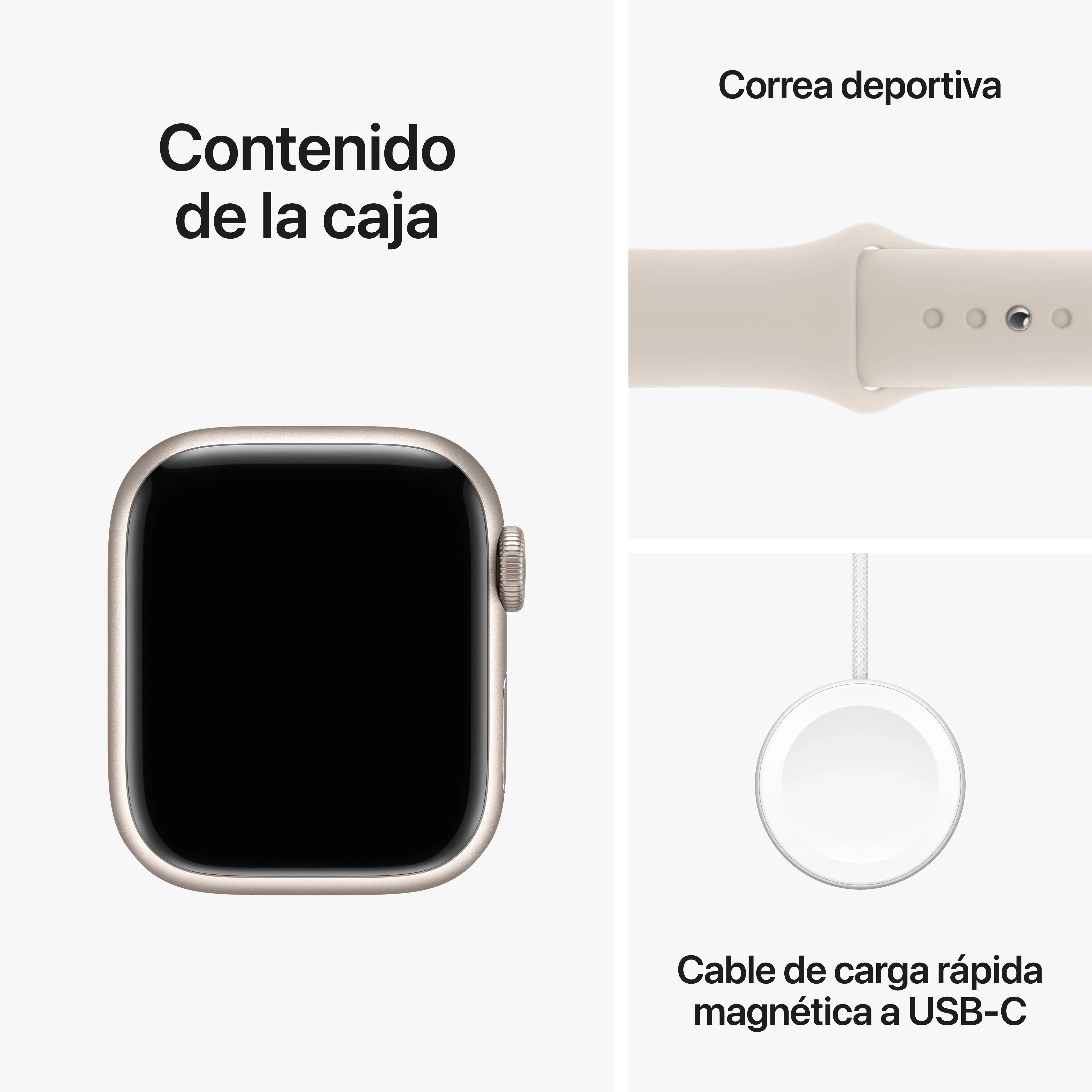 Apple Watch Series 9 (GPS   Cellular) - Caja de aluminio en blanco estrella de 41 mm - Correa deportiva blanco estrella - Talla S/M