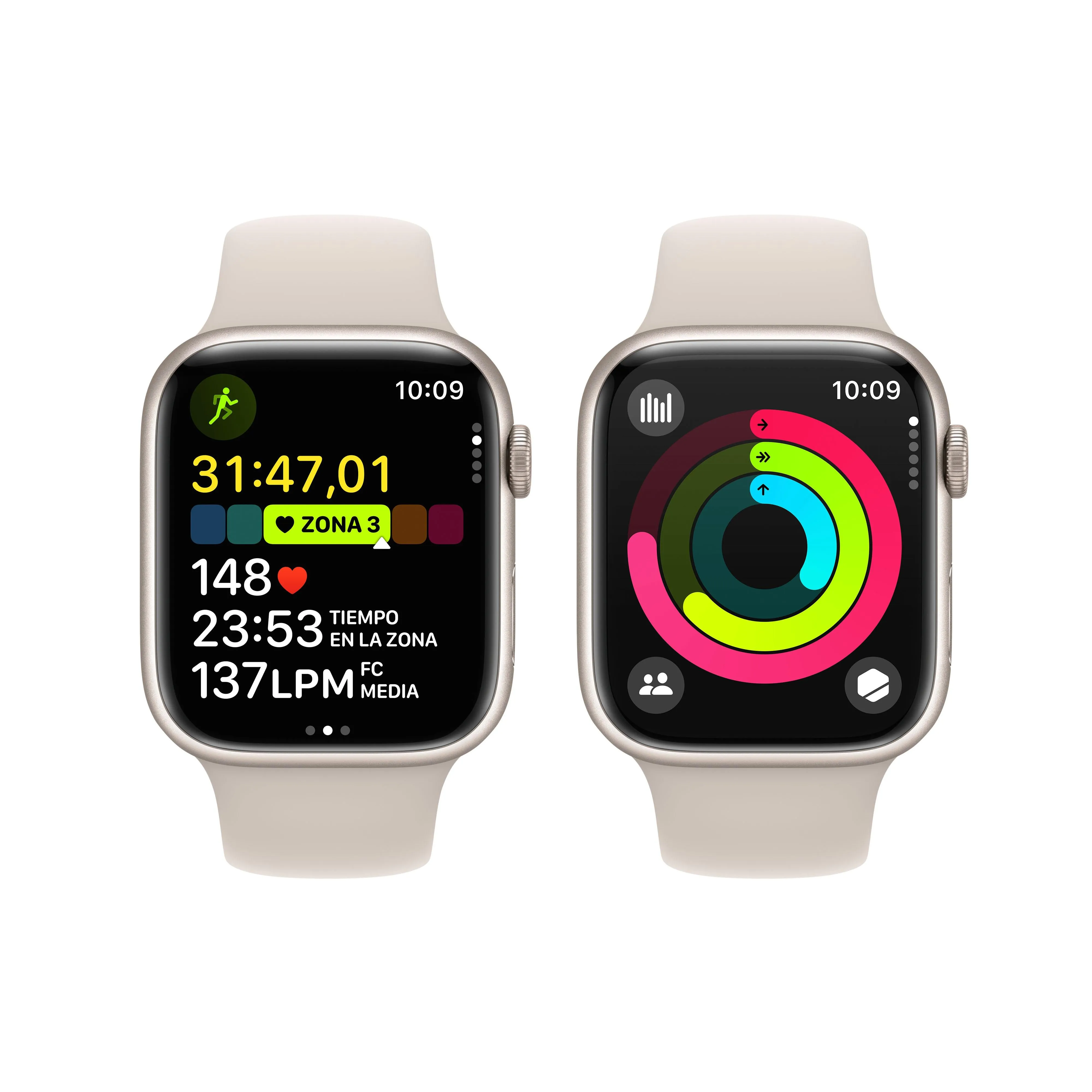 Apple Watch Series 9 (GPS   Cellular) - Caja de aluminio en blanco estrella de 45 mm - Correa deportiva blanco estrella - Talla M/L