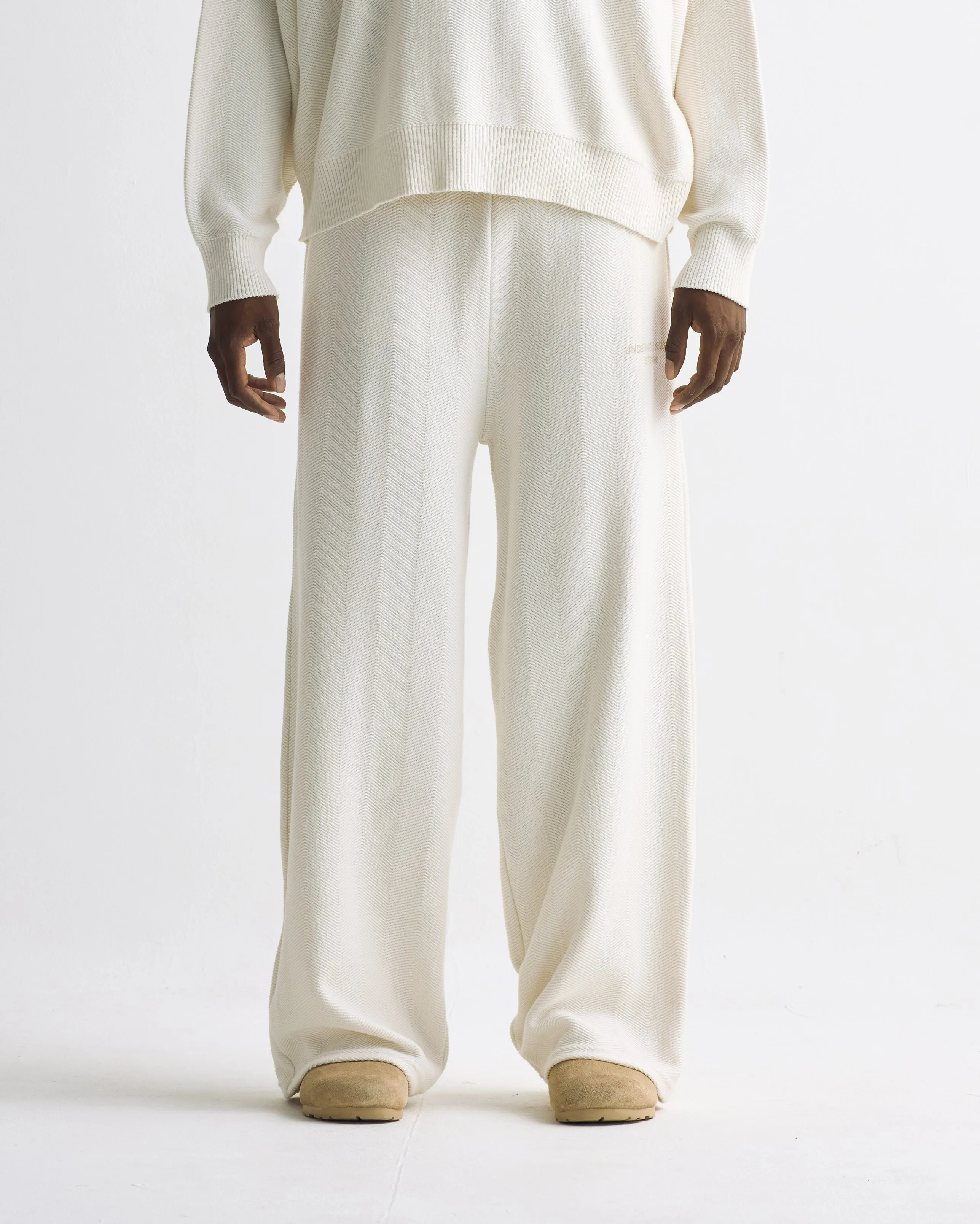 Basics Herringbone Knit Straightpants Cream