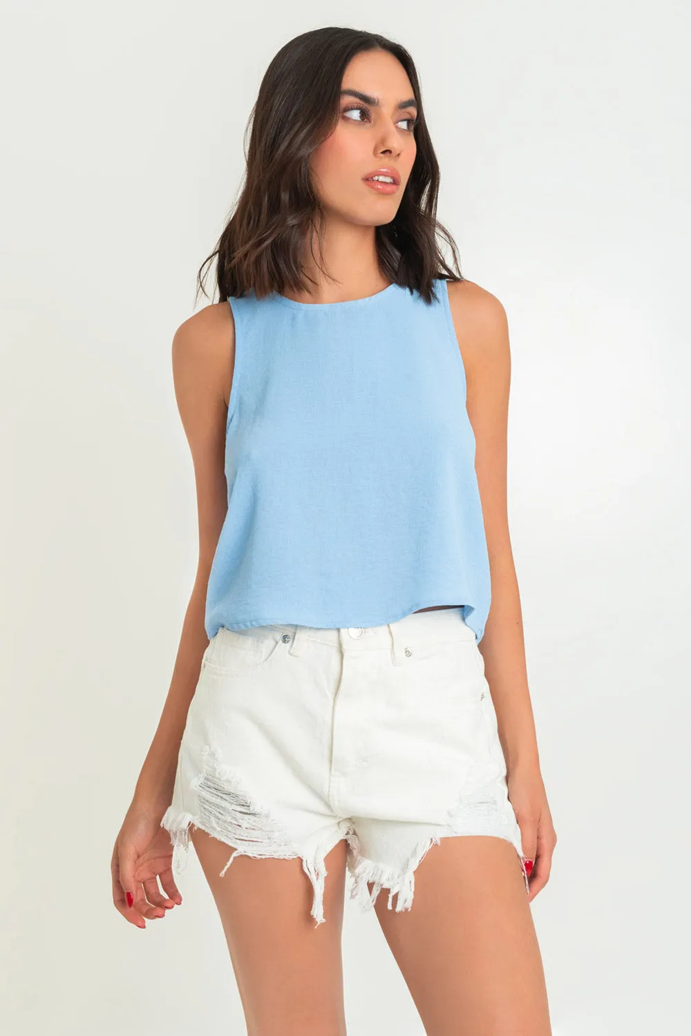 Blusa sin mangas cuello redondo