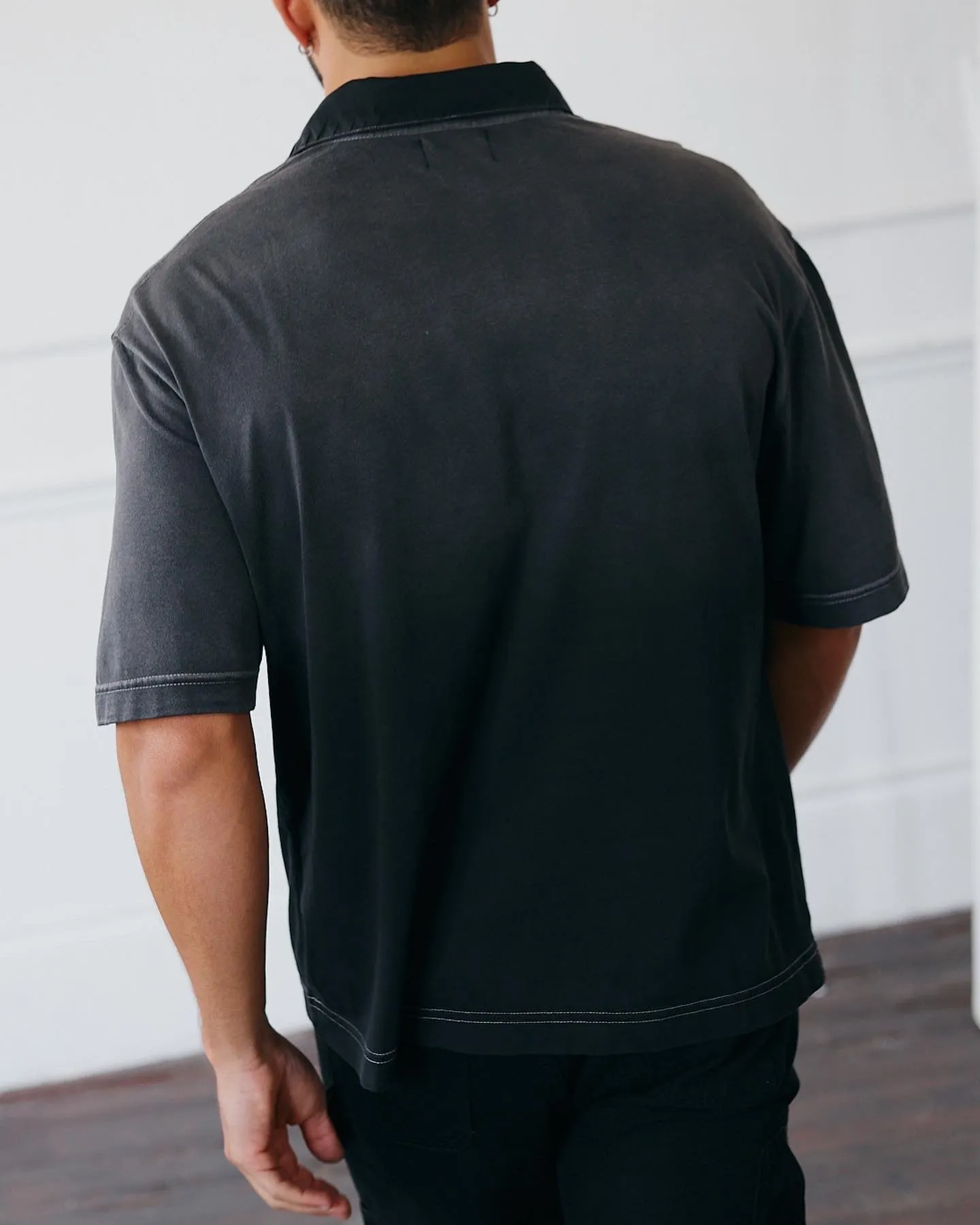 Boxy Fit Polo Shirt - Negro