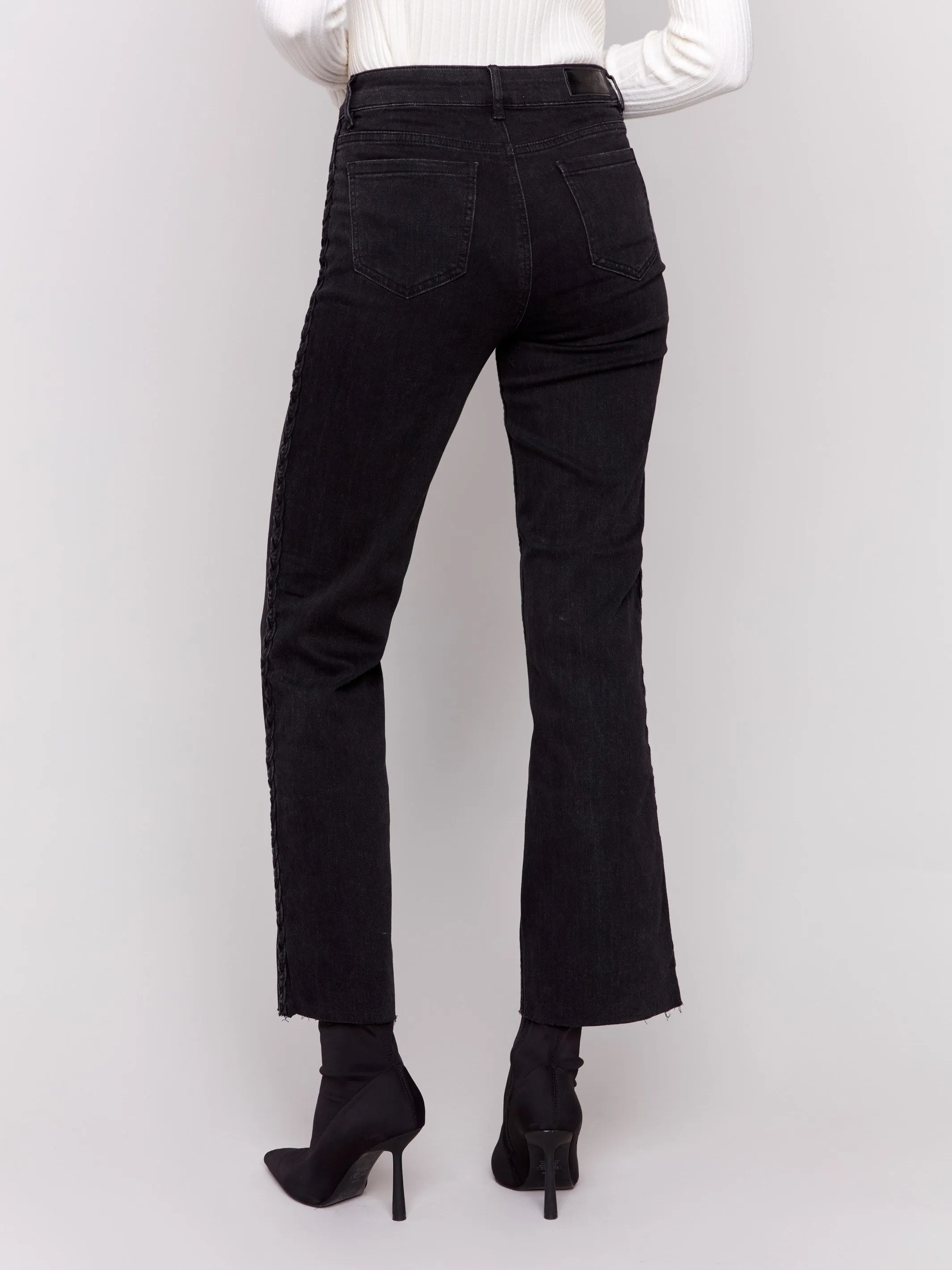 Braided Side Seam Jeans - Charcoal