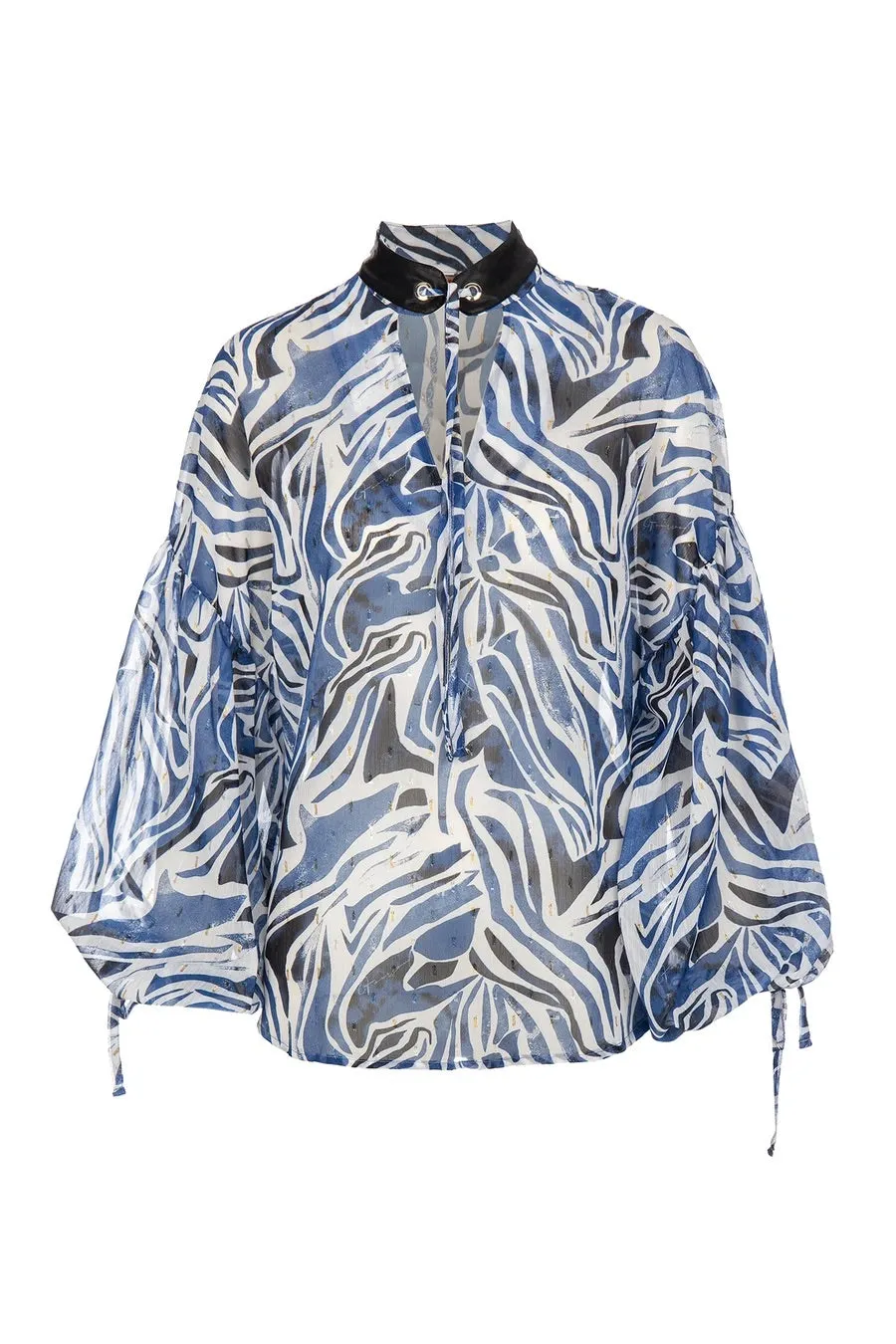 Camisa Aqua Zebra com colar em pele - FourSoul