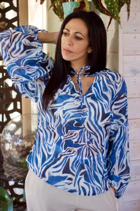 Camisa Aqua Zebra com colar em pele - FourSoul