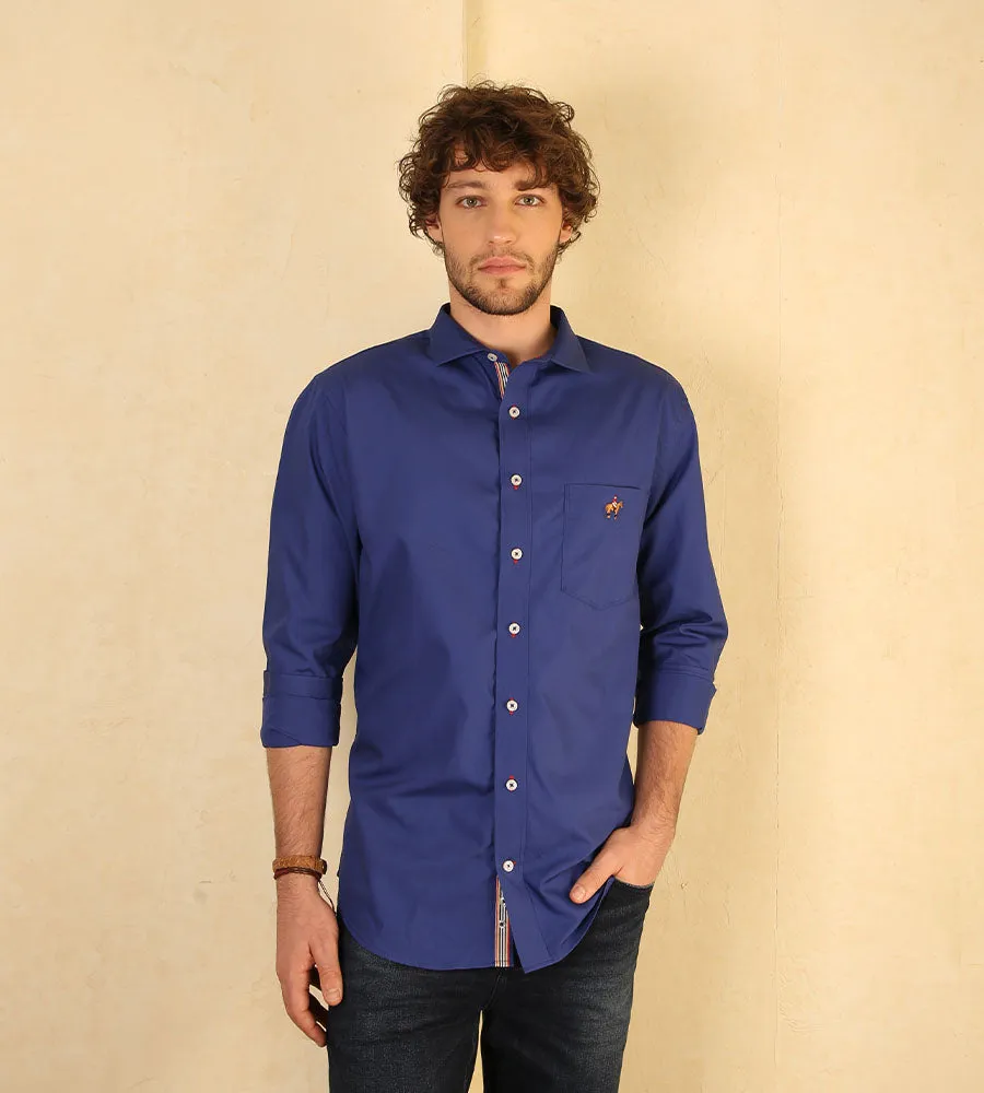 Camisa Fondo Entero M/L Azul Estado Ref. 115010824