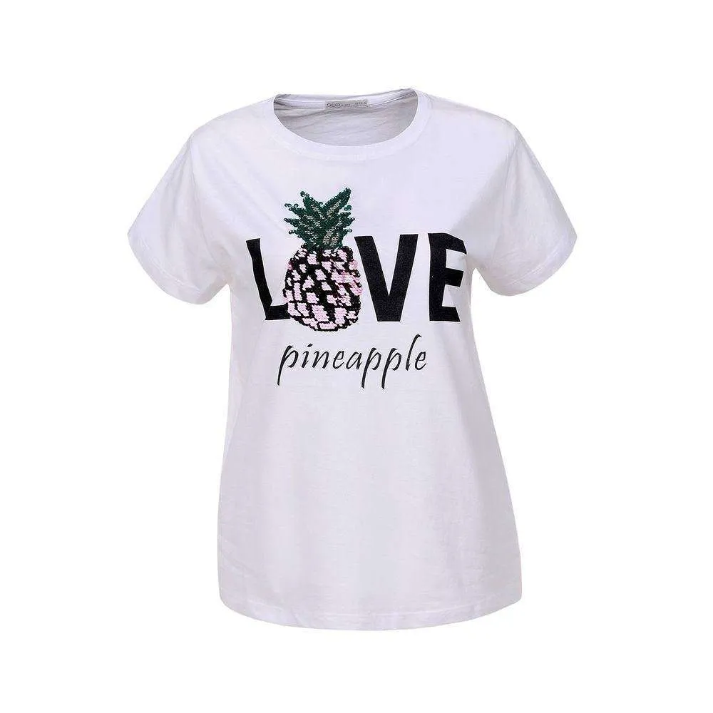 Camiseta algodón mujer L🍍VE Pineapple