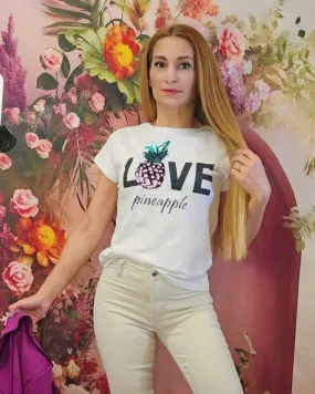 Camiseta algodón mujer L🍍VE Pineapple