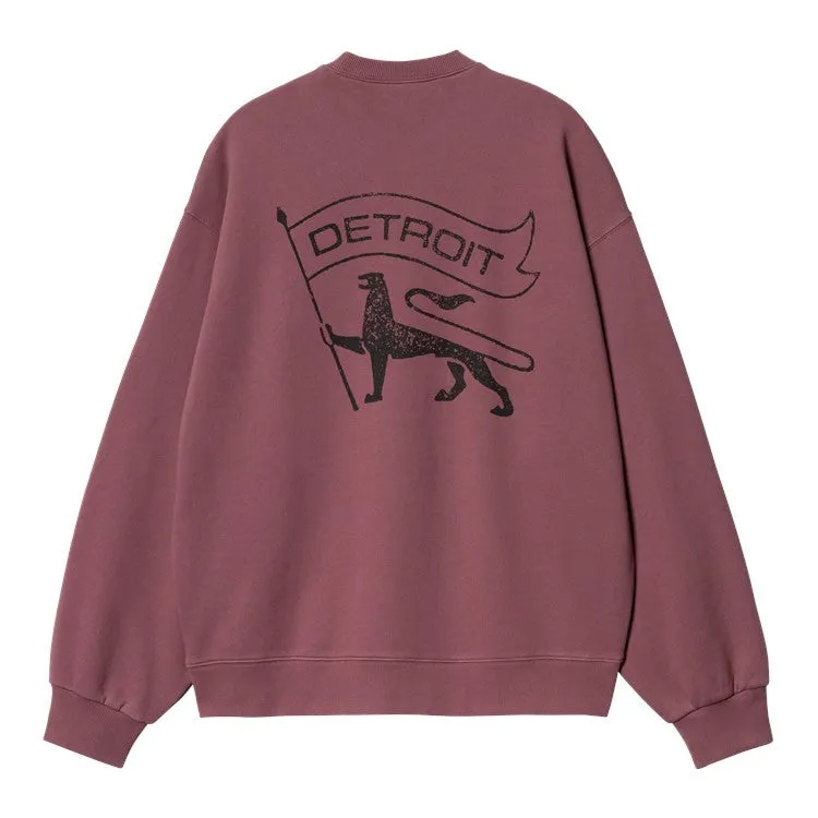 CARHARTT WIP SUDADERA STAMP SWEAT DUSTY FUCHSIA / BLACK STONE WASHED