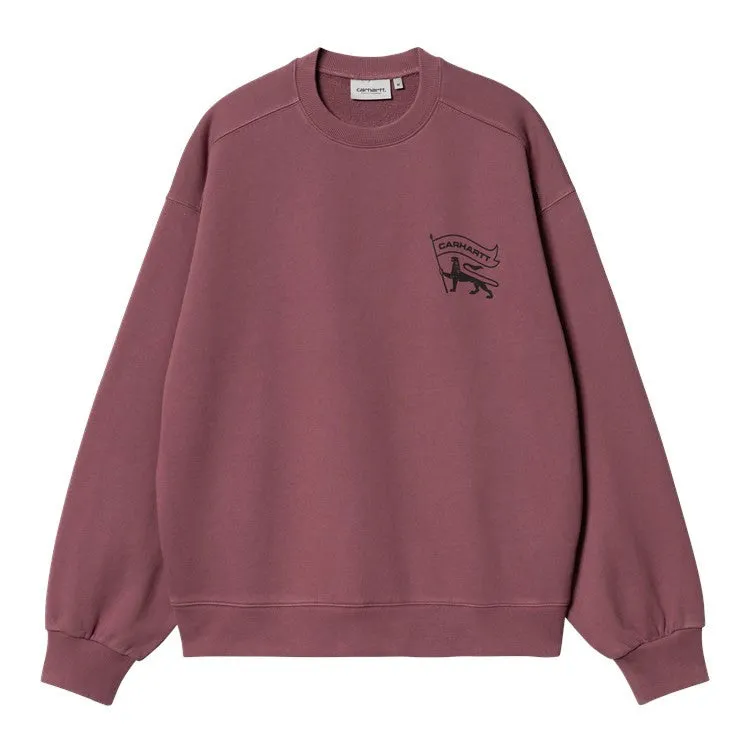 CARHARTT WIP SUDADERA STAMP SWEAT DUSTY FUCHSIA / BLACK STONE WASHED