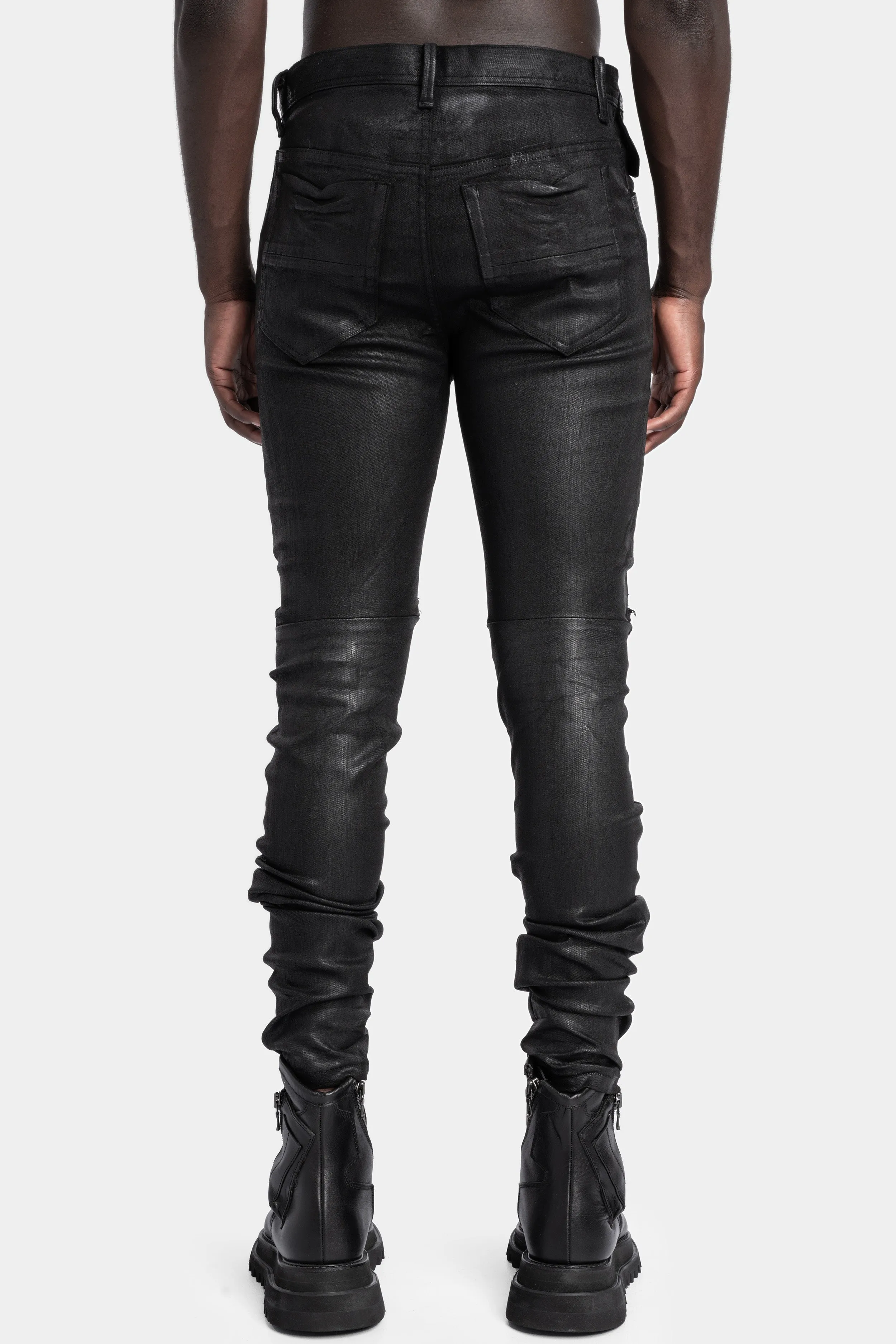 Folded split knee jeans, Coated