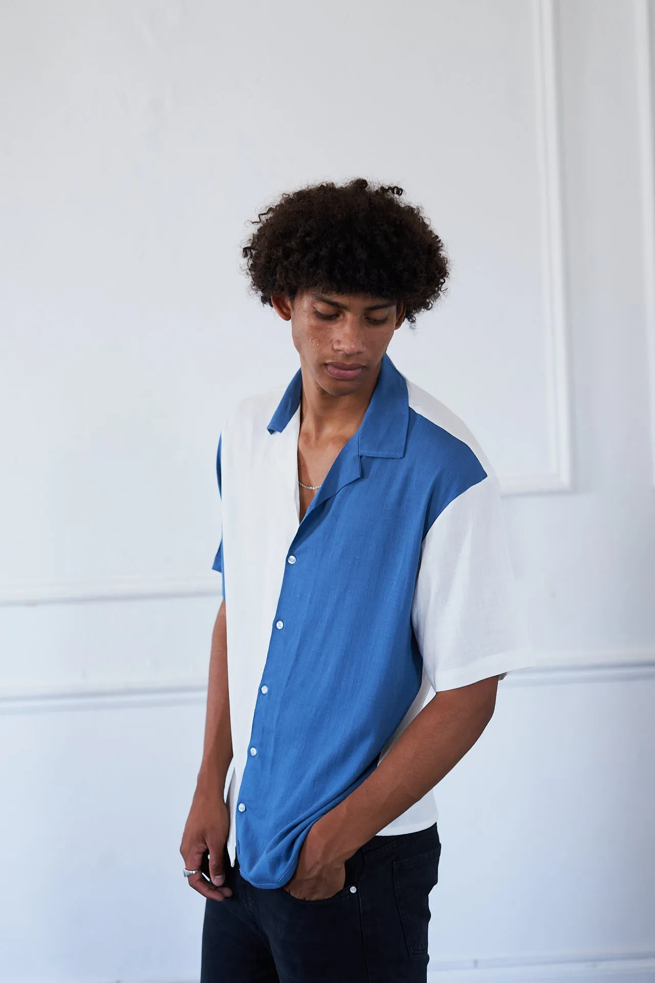 Ibiza Vintage Linen Shirt - Azul/Blanco