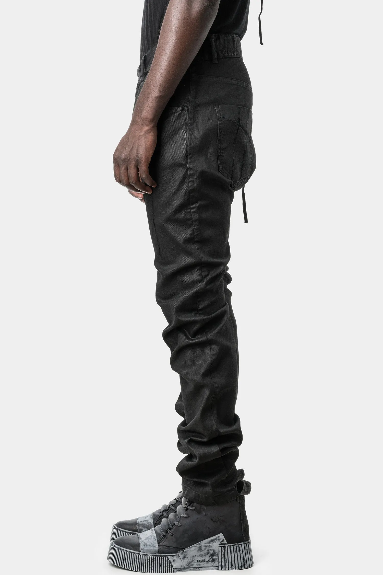 P1C - Asymmetrical fly jeans, Black Wax