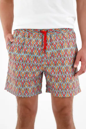 Pantaloneta de baño con estampado de langostas para hombre