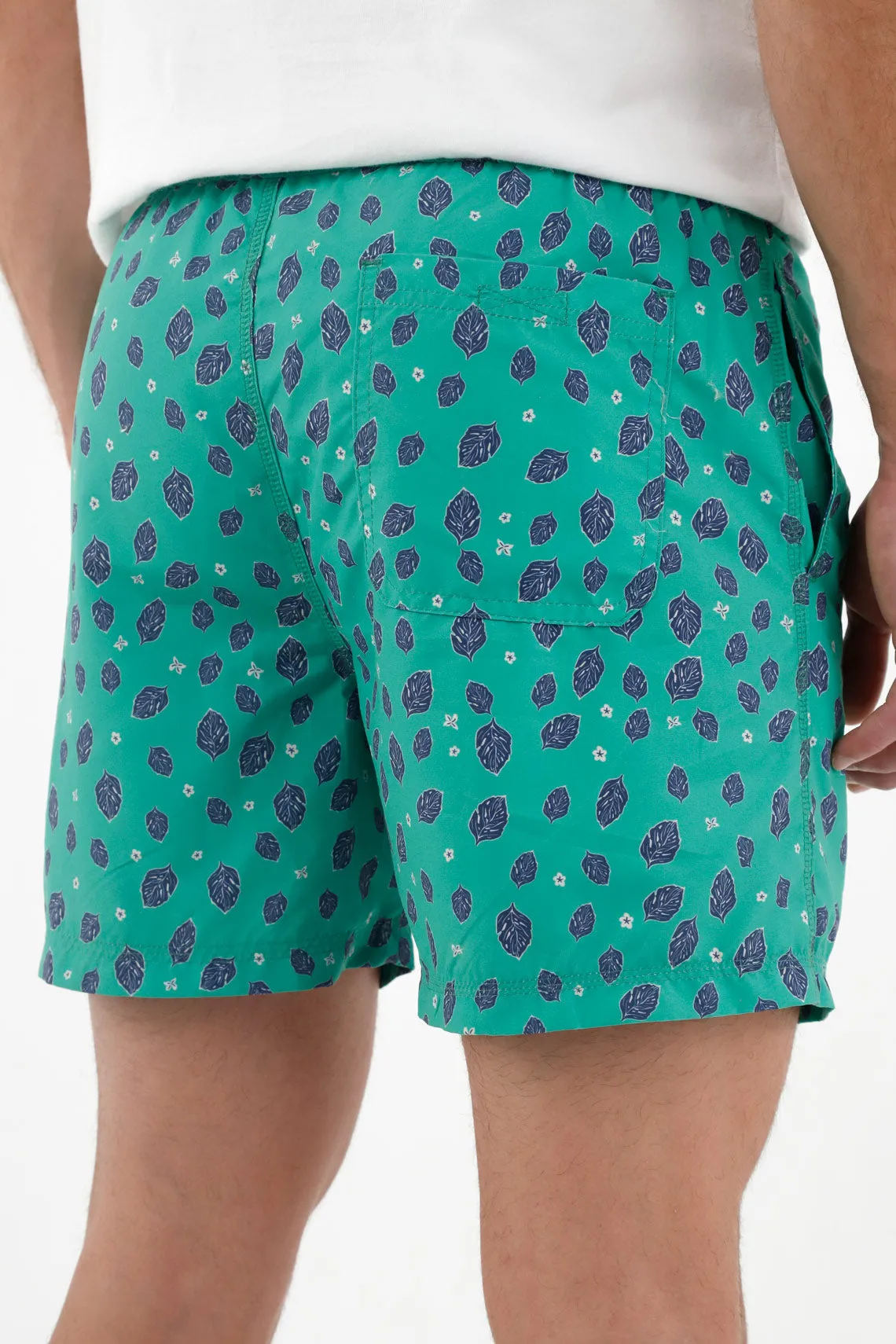 Pantaloneta de baño verde estampada para hombre