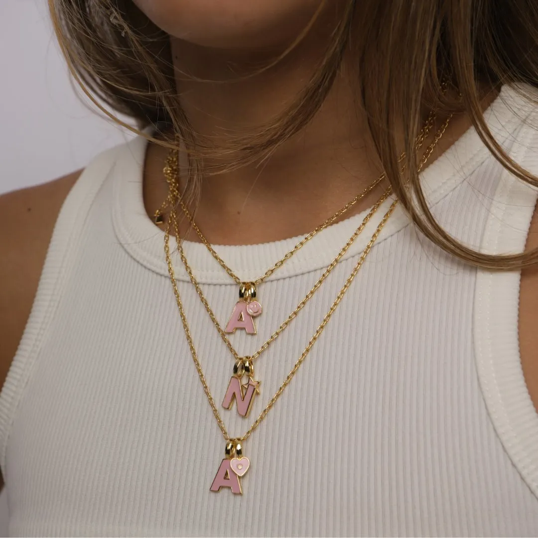 PINK LETTER ANA EMILIA NECKLACE