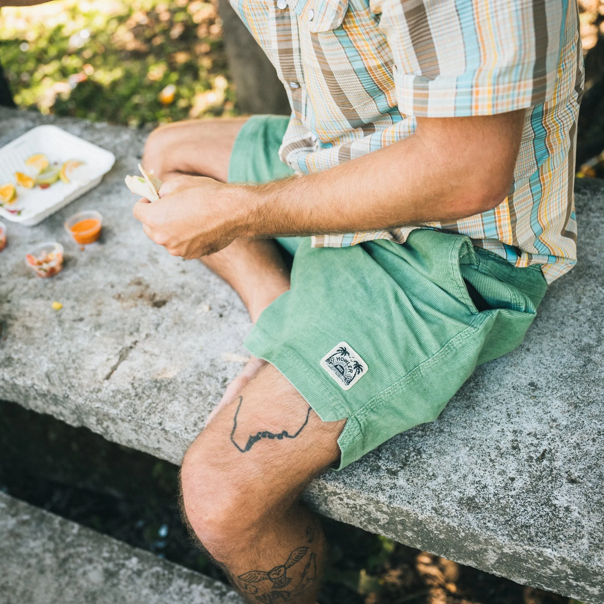 Pressure Drop Cord Shorts - Lichen Green