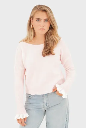 "Broderie" sweater light pink