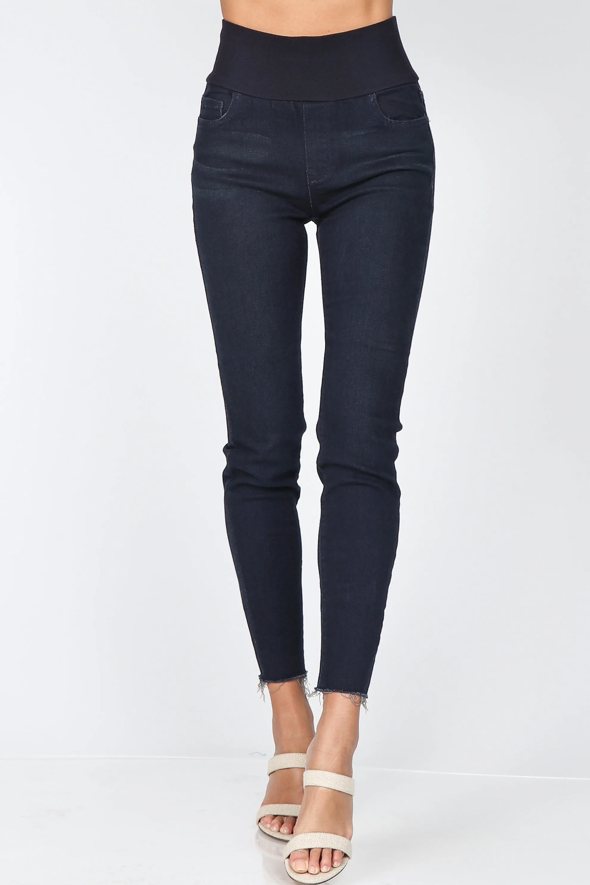 Raw Hem Fringes High Waist Jeans