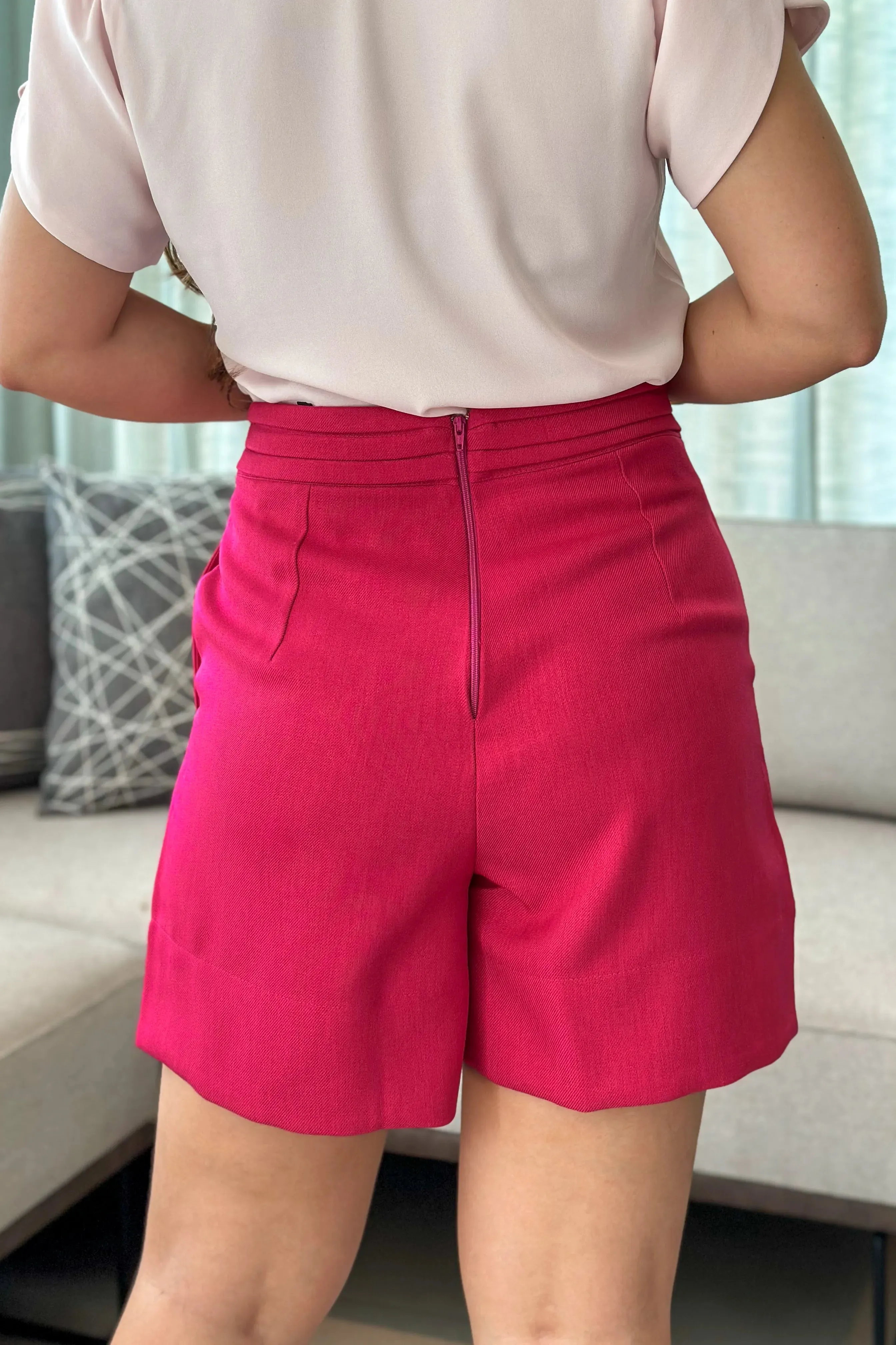 Short Detalhe Botões Cós Nicole Pink