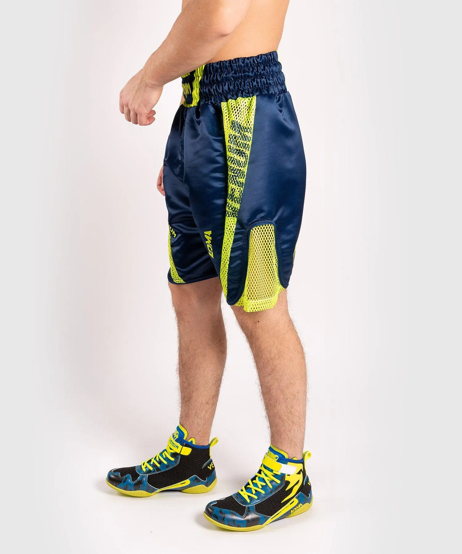 Shorts de boxeo Venum Origins - Azul/Amarillo