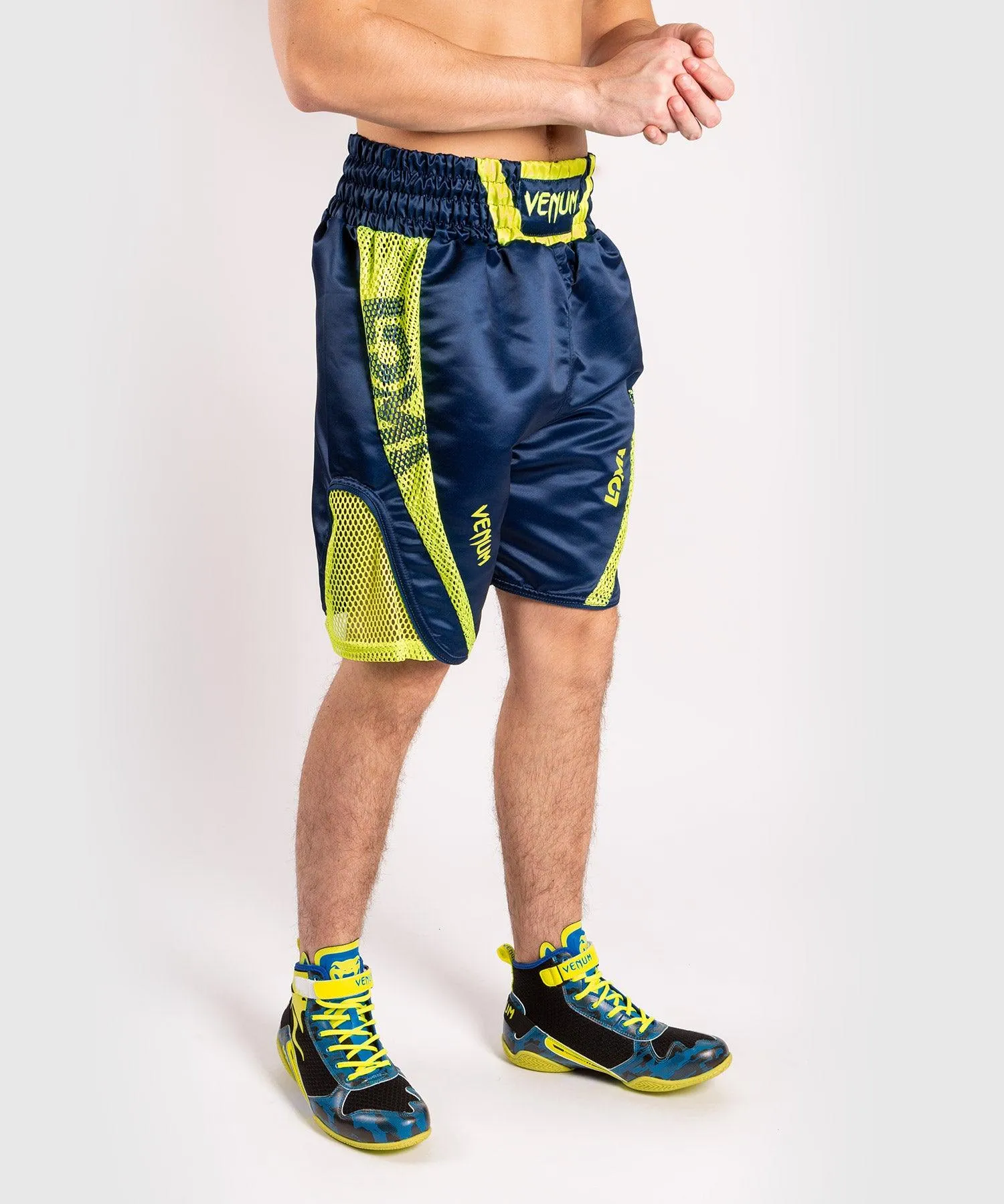 Shorts de boxeo Venum Origins - Azul/Amarillo